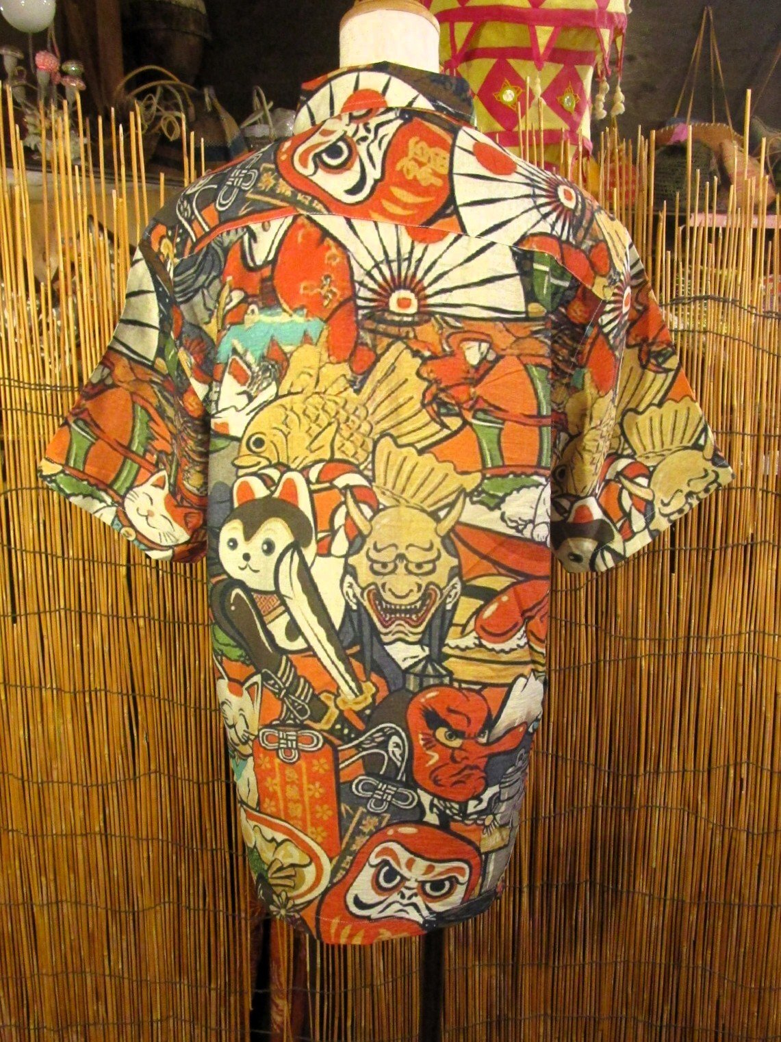 画像3: 和風プリント＊コットン＆リネン混紡＊個性的＊半袖＊アロハシャツ ＊Ｍ