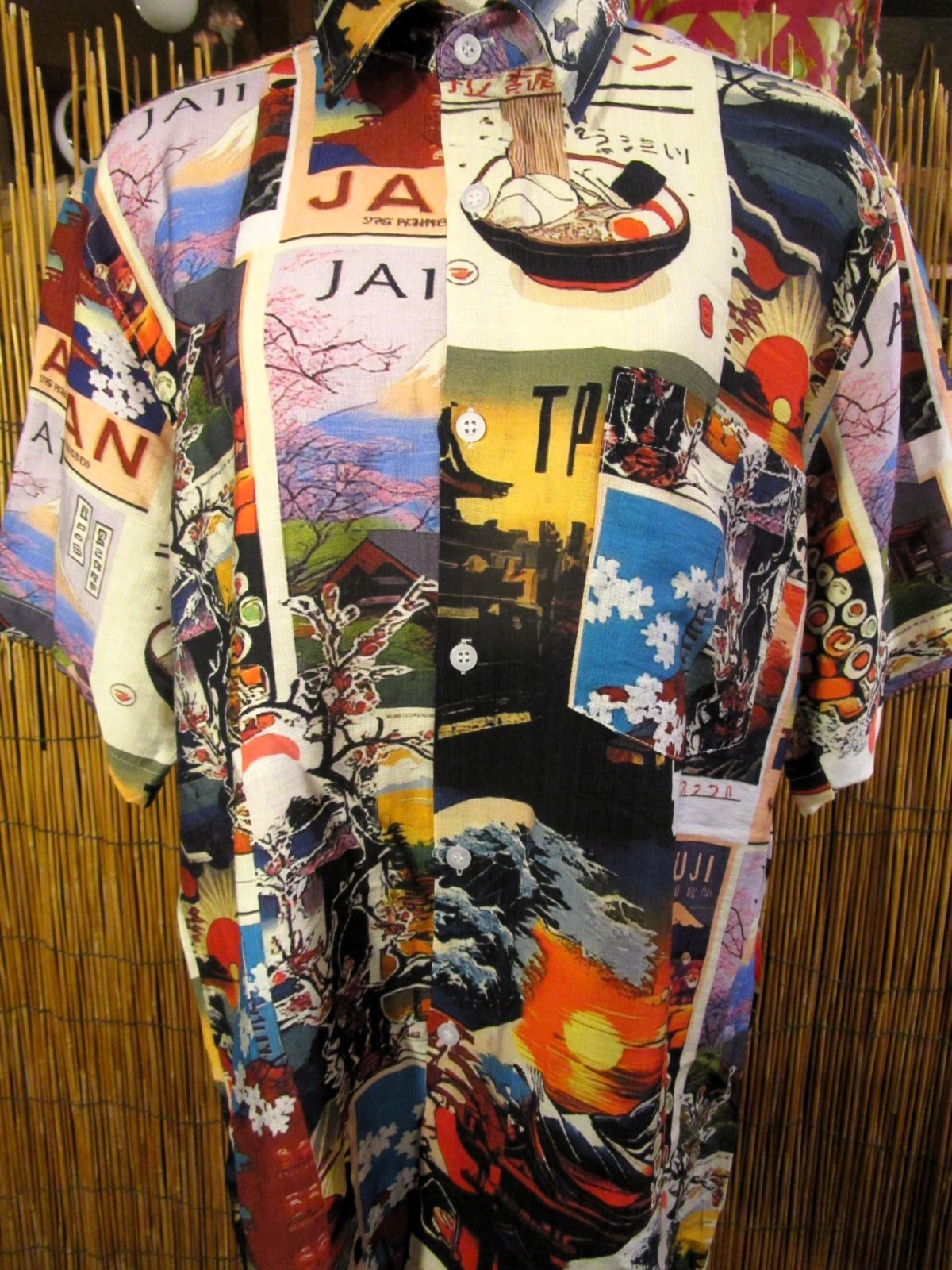 画像: 和風プリント＊コットン＆リネン混紡＊個性的＊半袖＊アロハシャツ ＊Ｍ