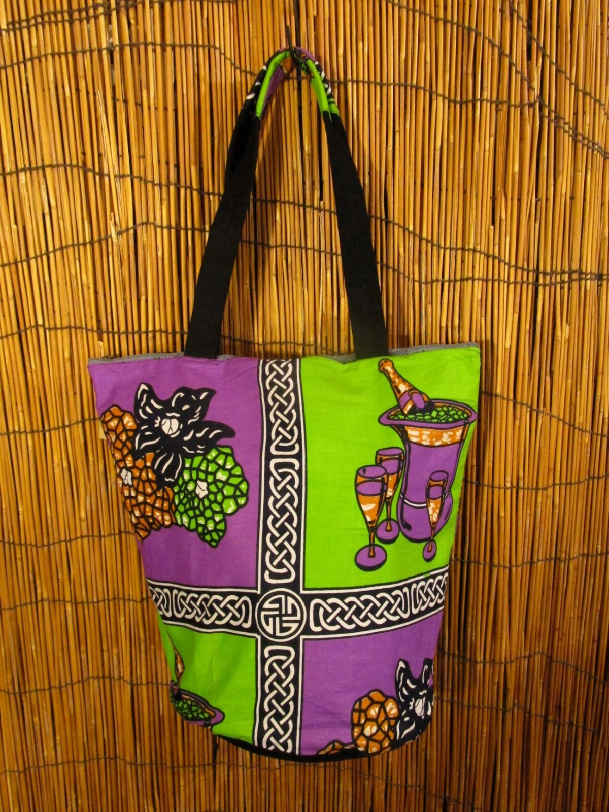 画像1: パーニュ生地＊アフリカンプリント＊トートバッグ＊Ｍ