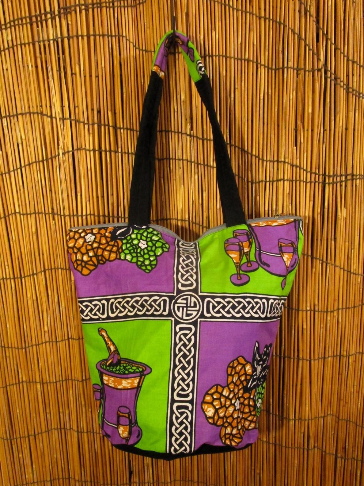 画像1: パーニュ生地＊アフリカンプリント＊トートバッグ＊Ｍ