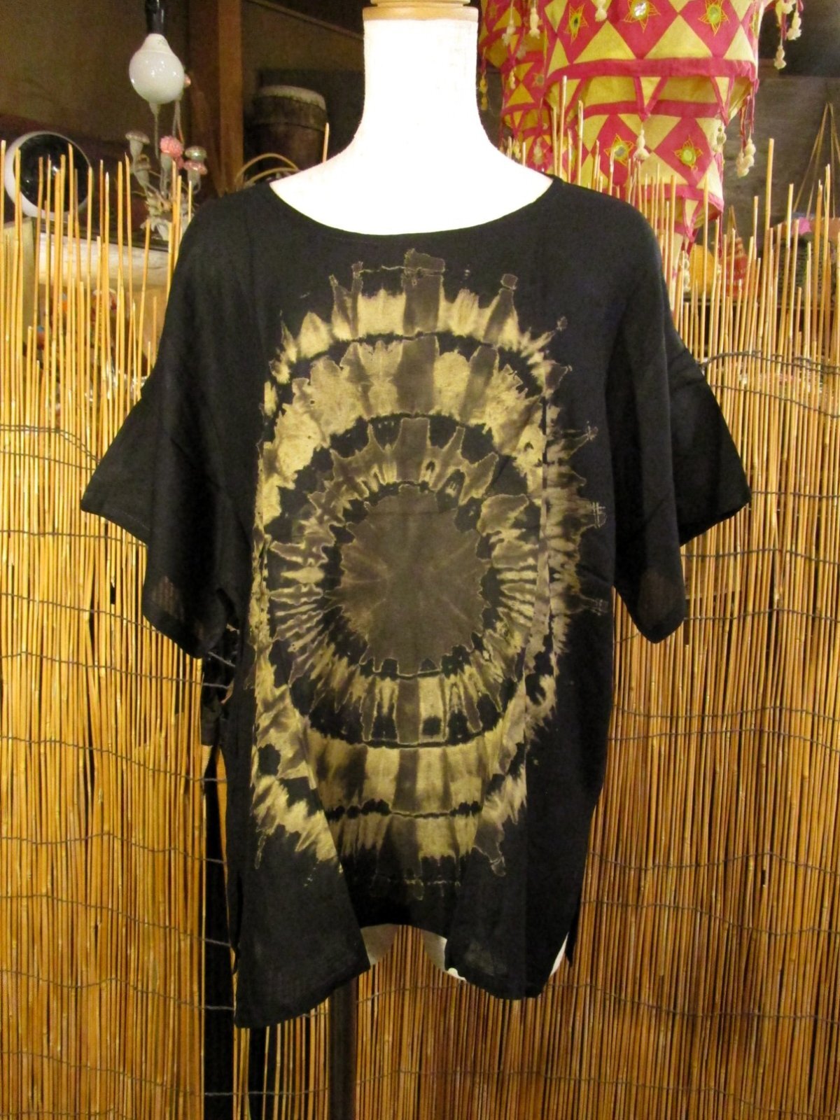 画像1: モノトーンタイダイ染め＊レーヨン素材＊半袖＊プルオーバー