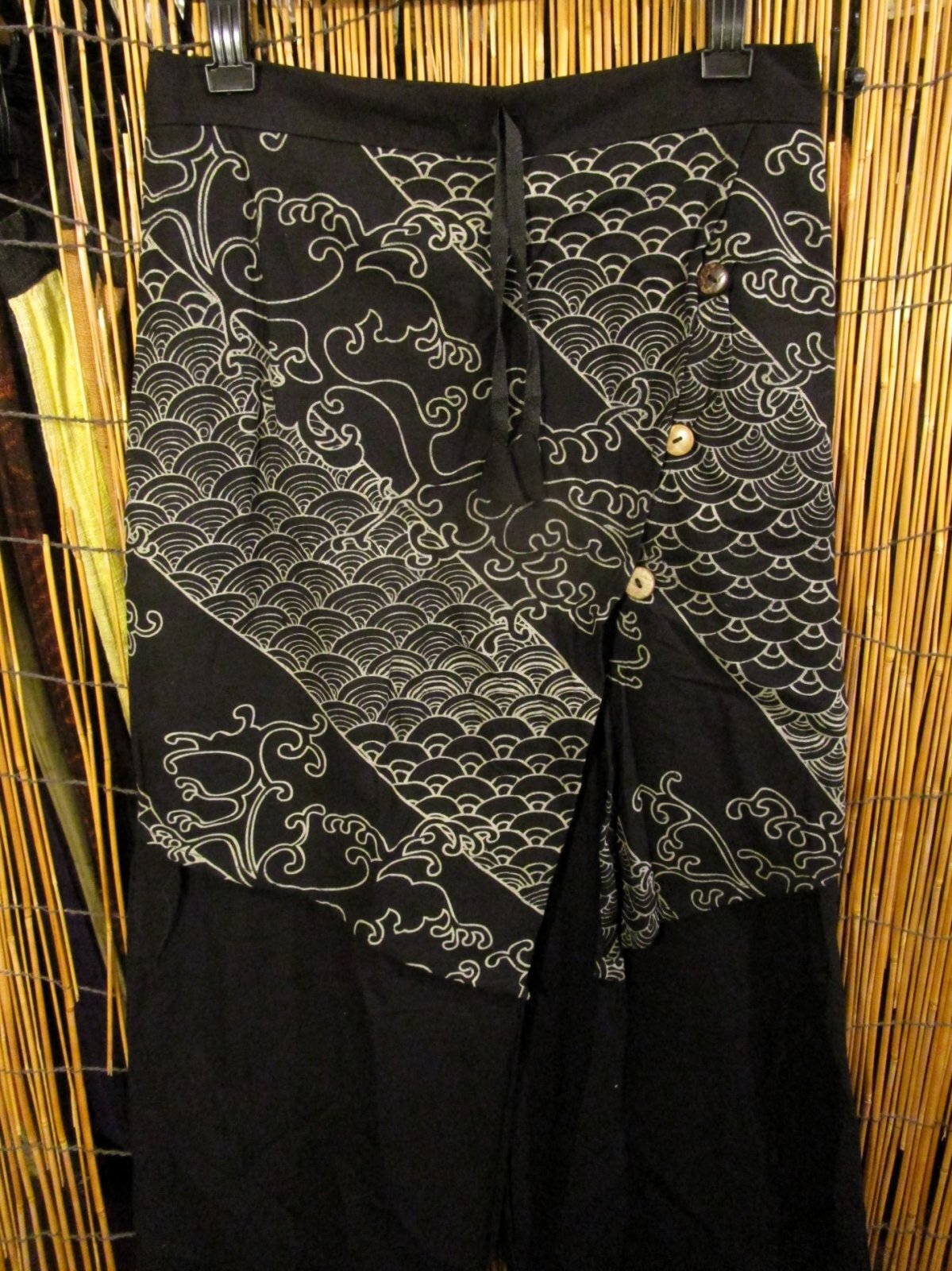 画像2: 和風プリントコットン素材＊エプロン風＊別生地付き＊変型ロングパンツ