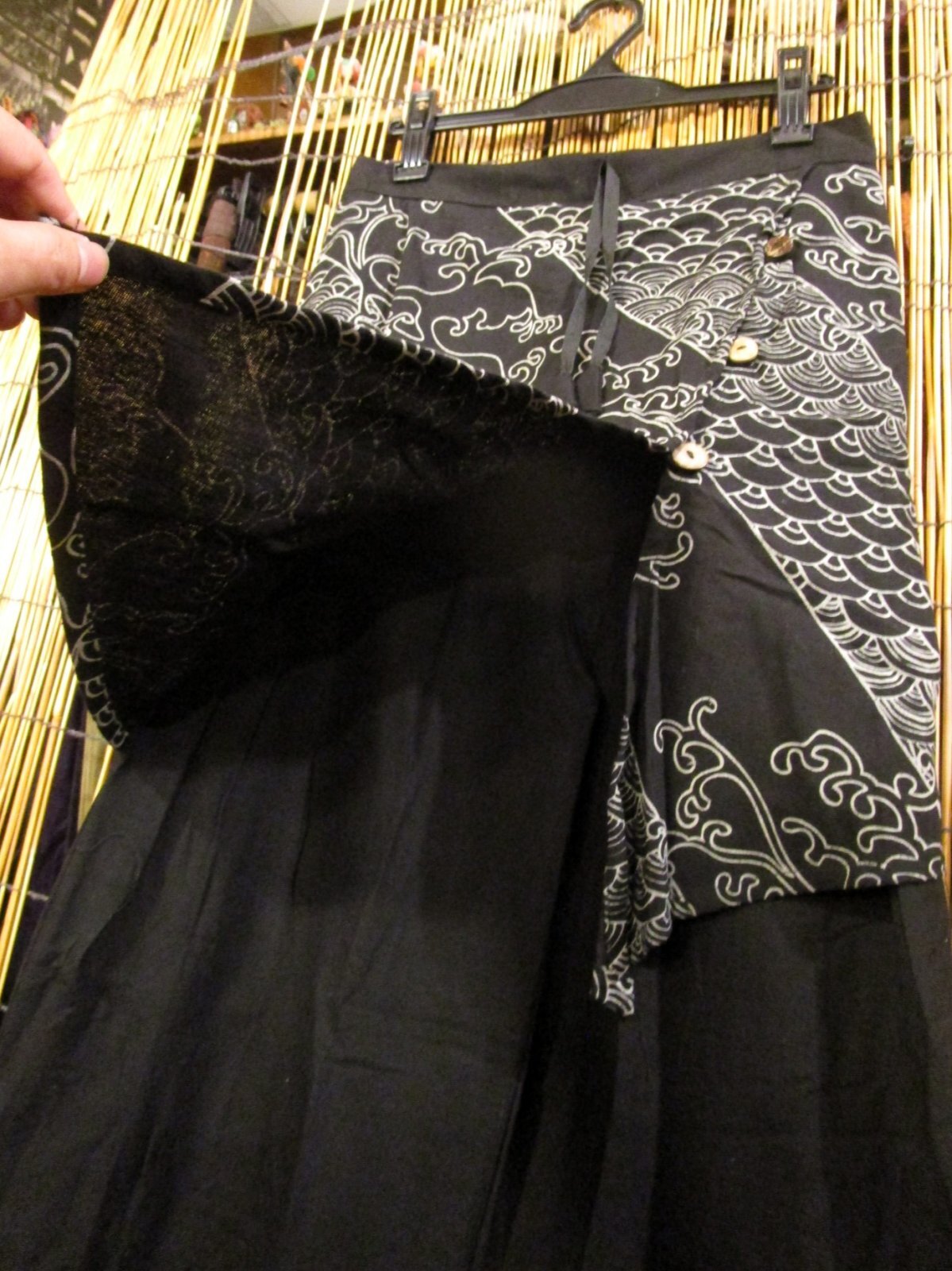 画像3: 和風プリントコットン素材＊エプロン風＊別生地付き＊変型ロングパンツ