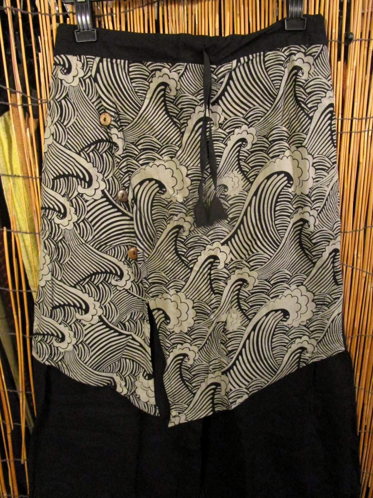 画像2: 和風プリントコットン素材＊エプロン風＊別生地付き＊変型ロングパンツ