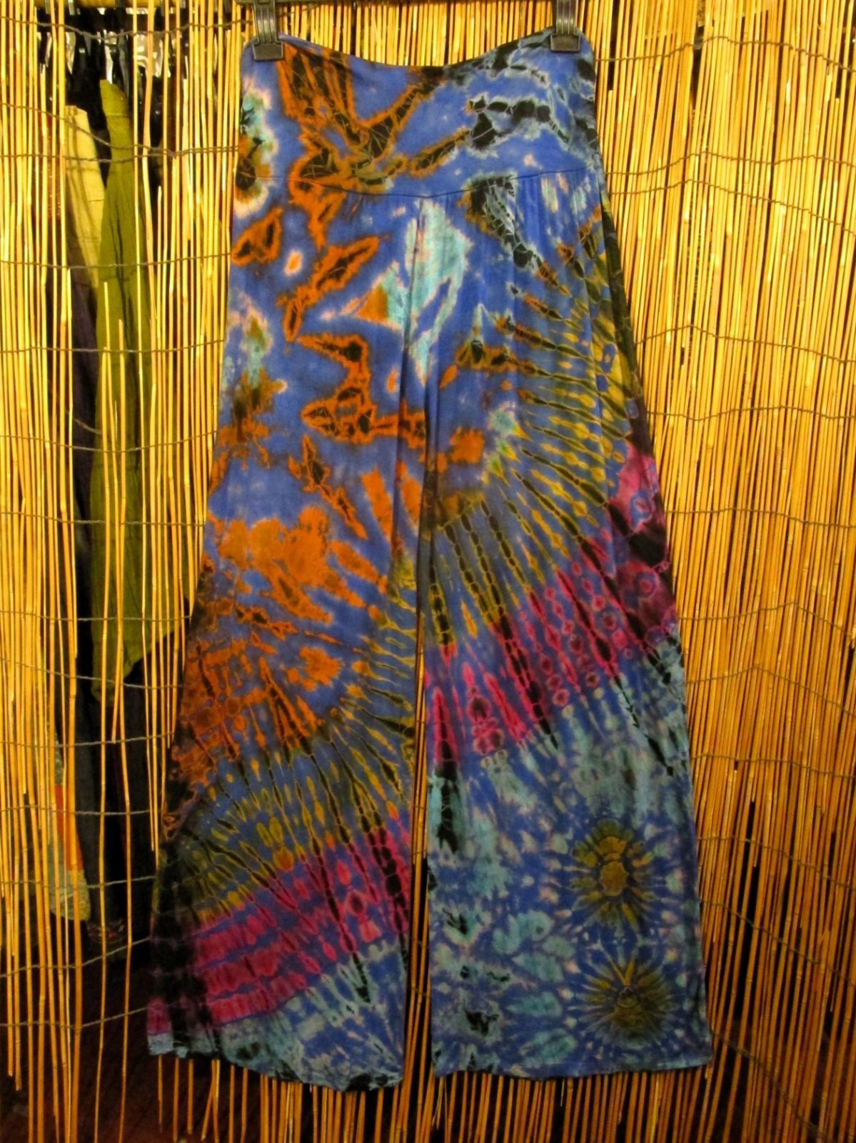 画像1: タイダイ染め＊レーヨンスパンデックス素材＊ストレッチ＊ロングパンツ