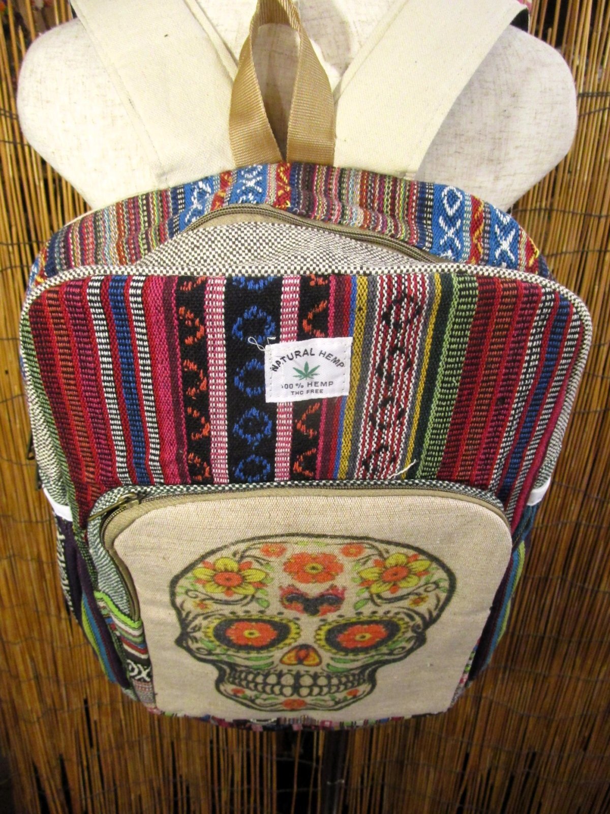 画像: メキシカンスカルプリント＊織り生地＊コットン素材＊リュックサック＊バックパック