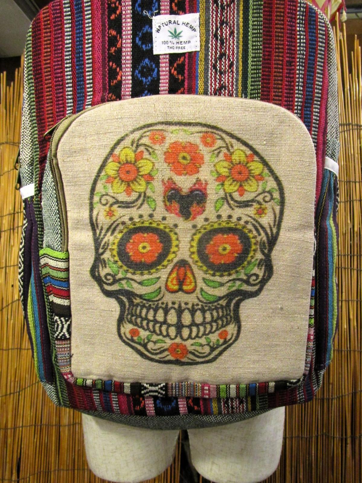 画像: メキシカンスカルプリント＊織り生地＊コットン素材＊リュックサック＊バックパック