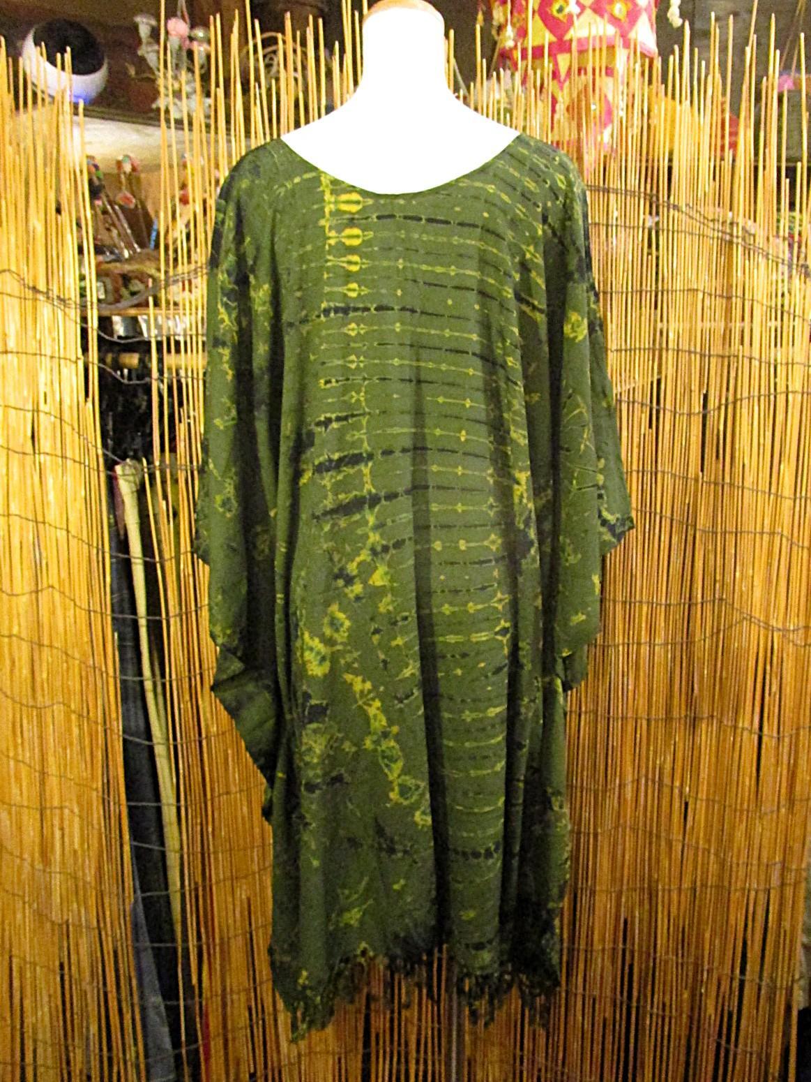 画像3: タイダイ染め＊レーヨン素材＊ゆったりサイズ＊フリンジ＊ポンチョ