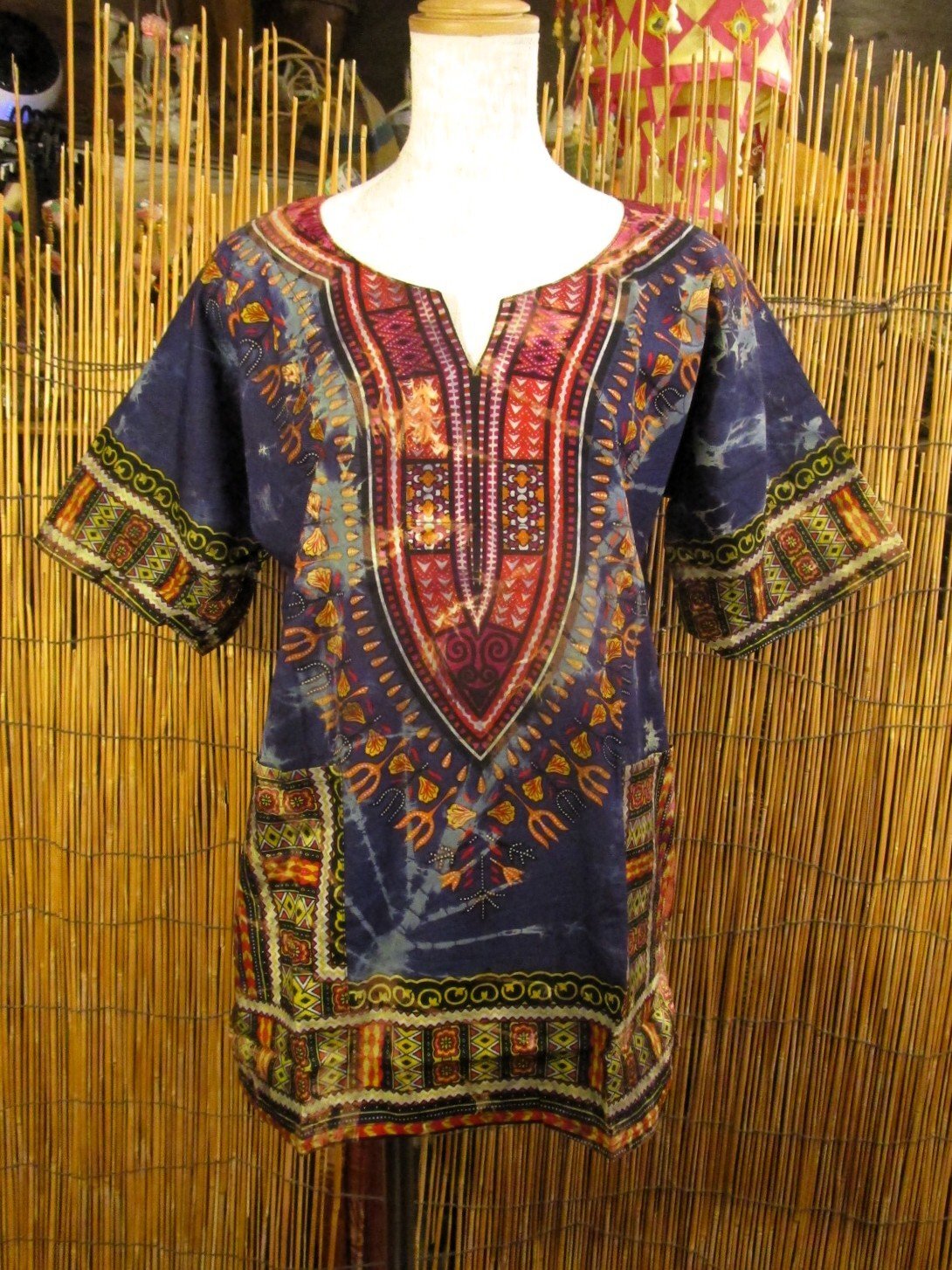画像1: 小さめサイズ＊タイダイ染め＊アフリカンプリント＊ダシキ＊ＤＡＳＨＩＫＩ＊Ｓ