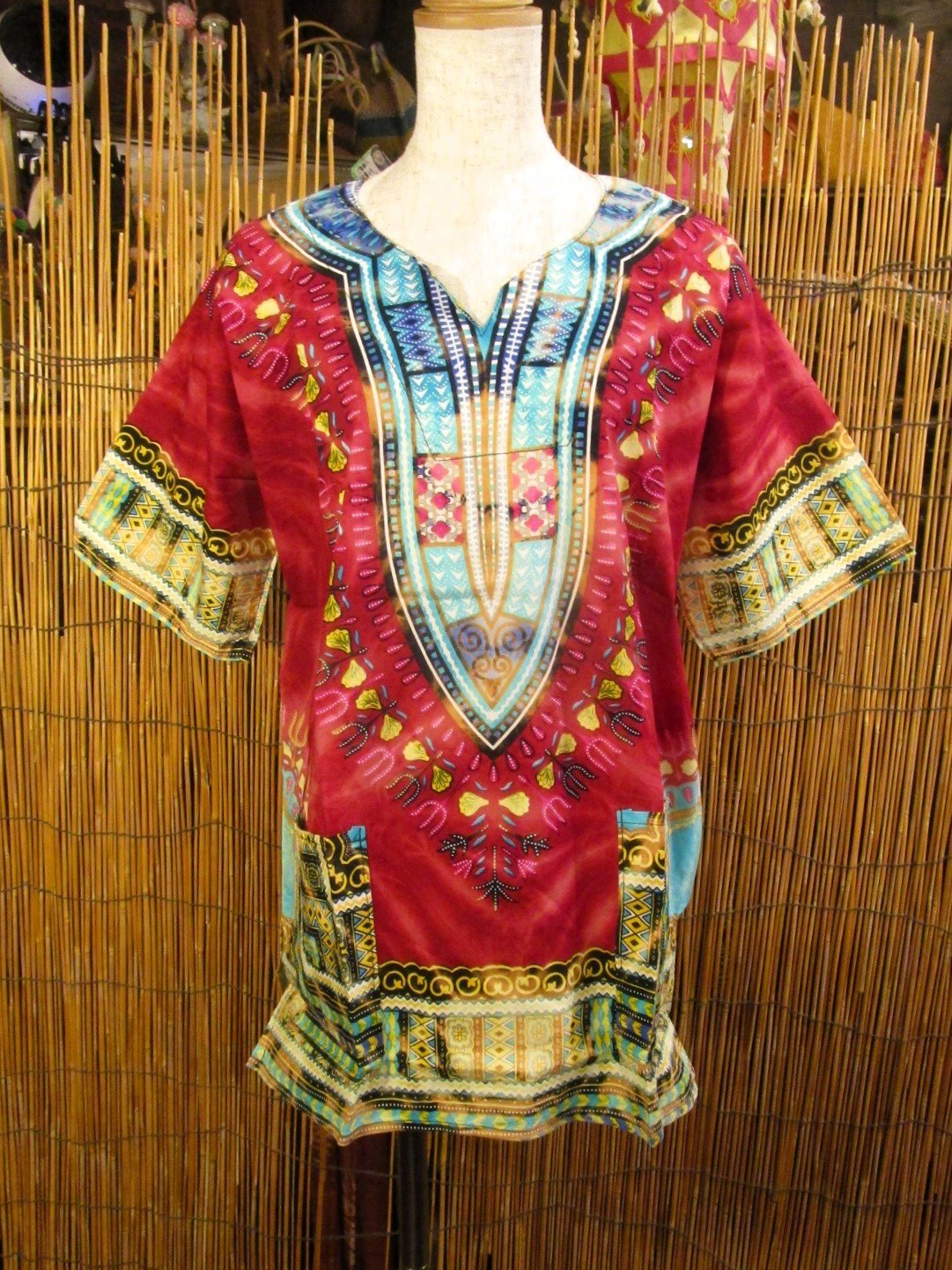 画像1: 小さめサイズ＊タイダイ染め＊アフリカンプリント＊ダシキ＊ＤＡＳＨＩＫＩ＊Ｓ