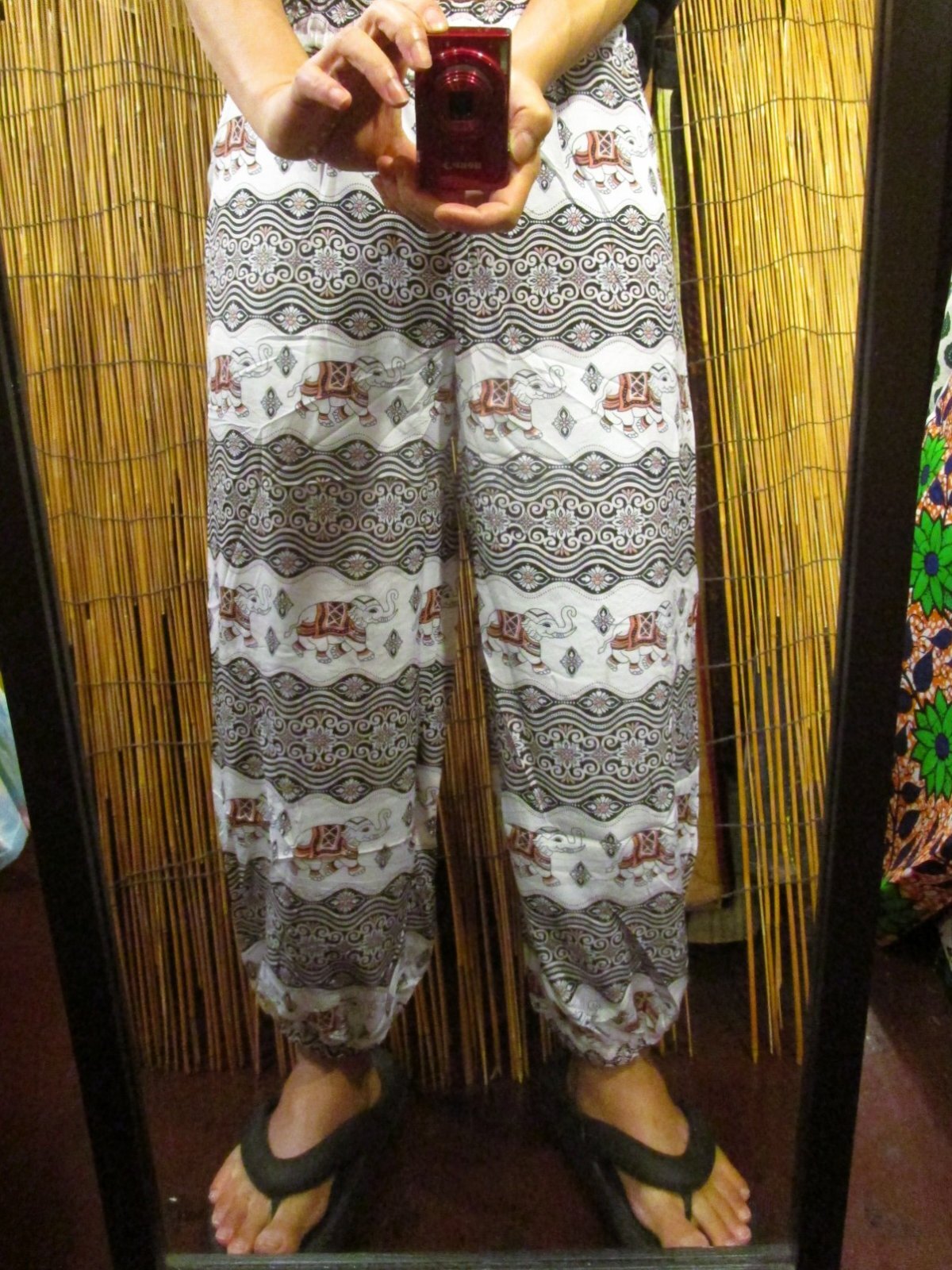 画像: 象さんプリント＊ポリエステル素材＊アラジンパンツ＊タイパンツ