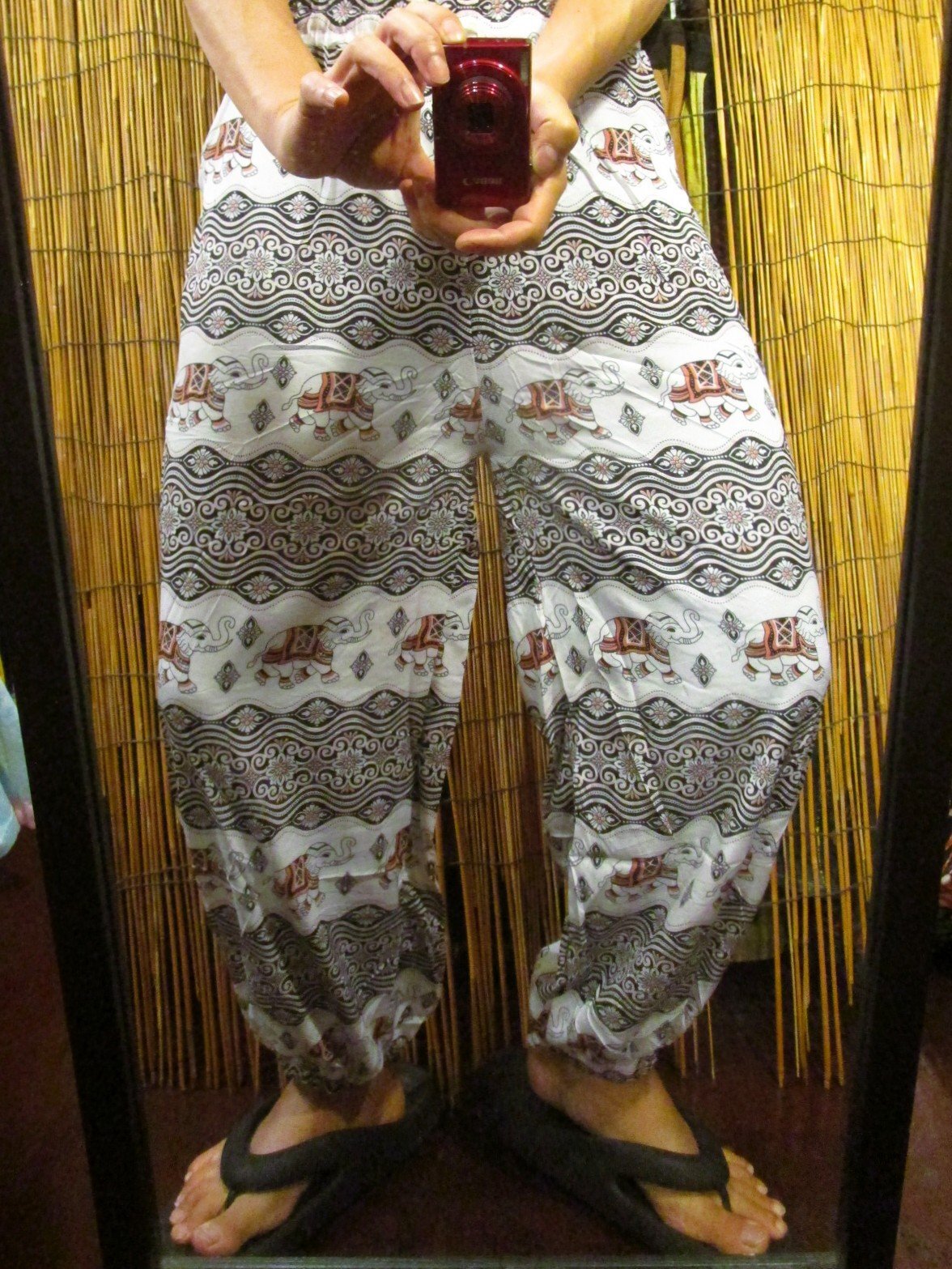 画像: 象さんプリント＊ポリエステル素材＊アラジンパンツ＊タイパンツ