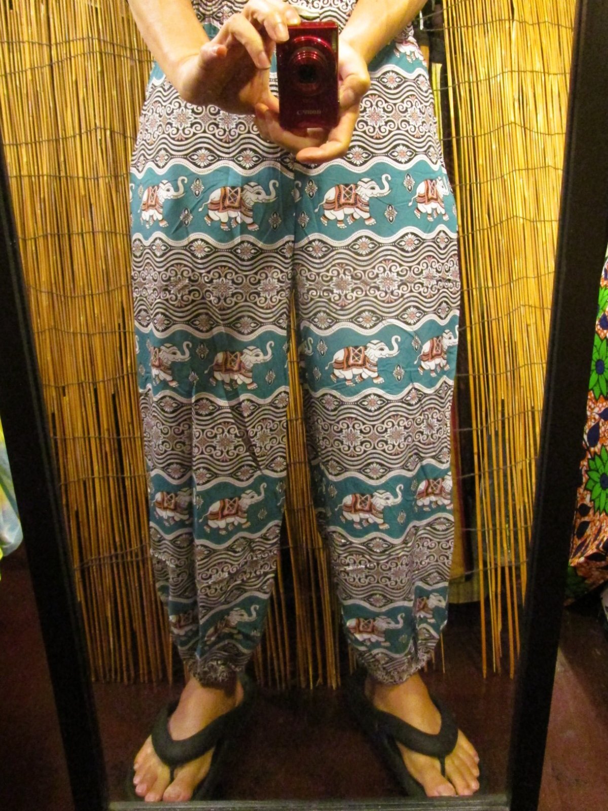 画像: 象さんプリント＊ポリエステル素材＊アラジンパンツ＊タイパンツ