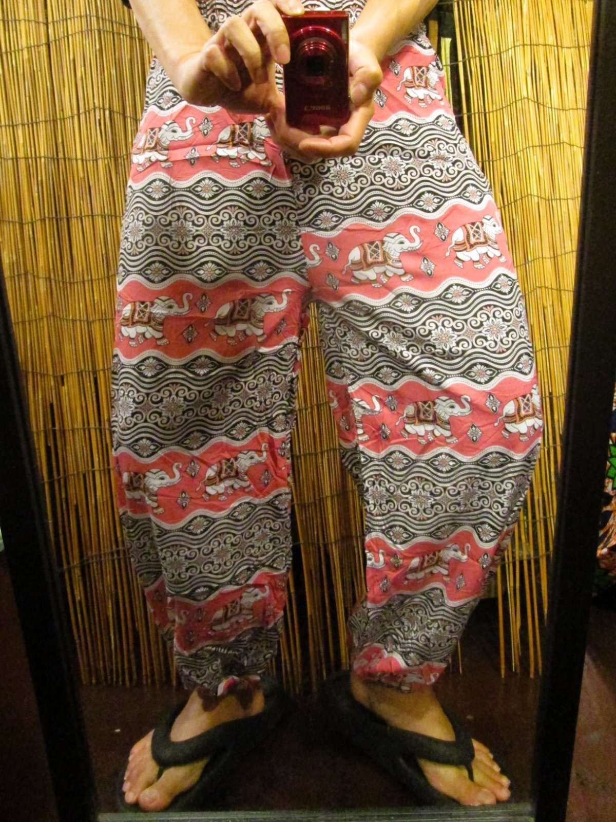 画像: 象さんプリント＊ポリエステル素材＊アラジンパンツ＊タイパンツ