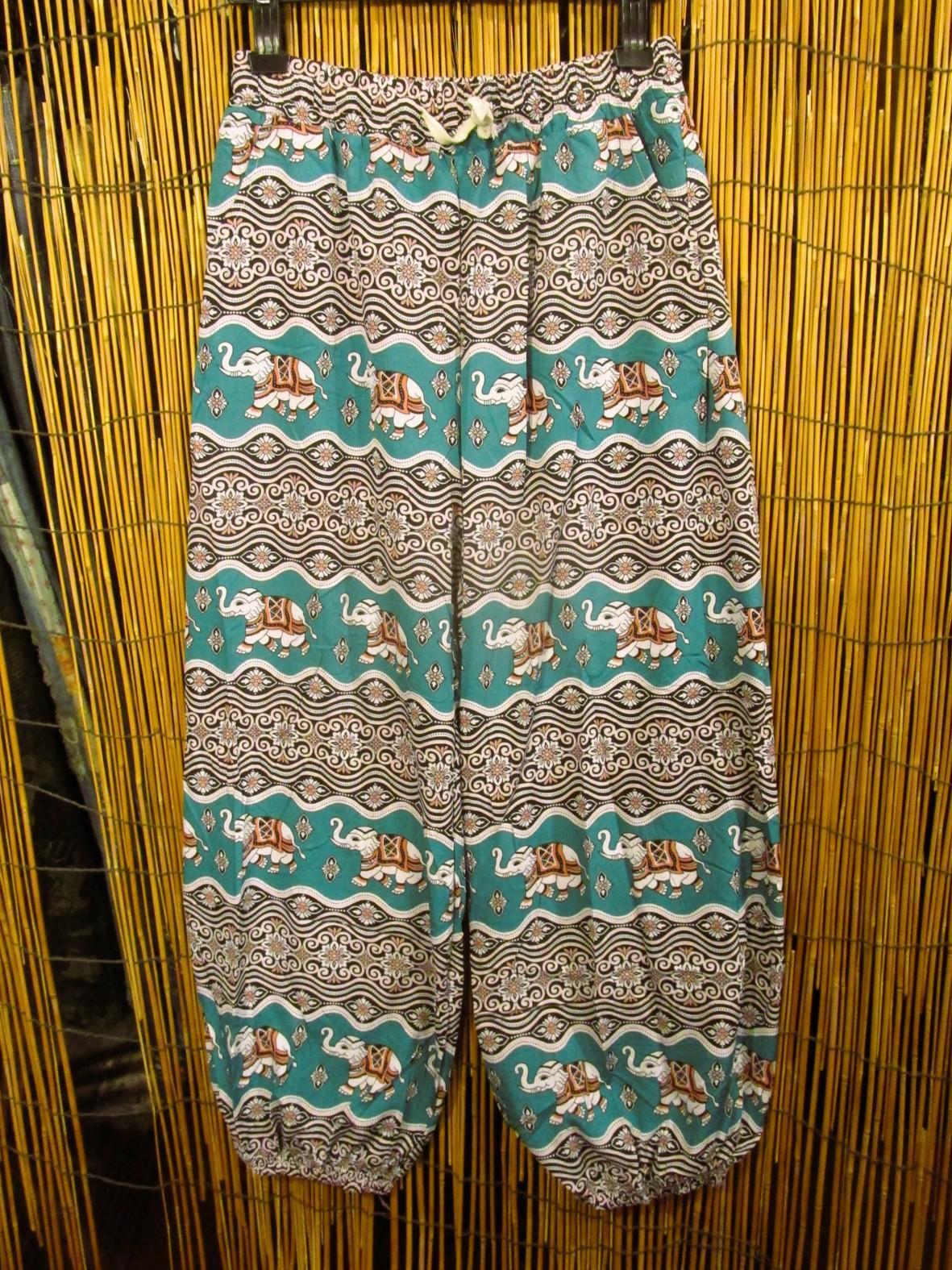 画像1: 象さんプリント＊ポリエステル素材＊アラジンパンツ＊タイパンツ
