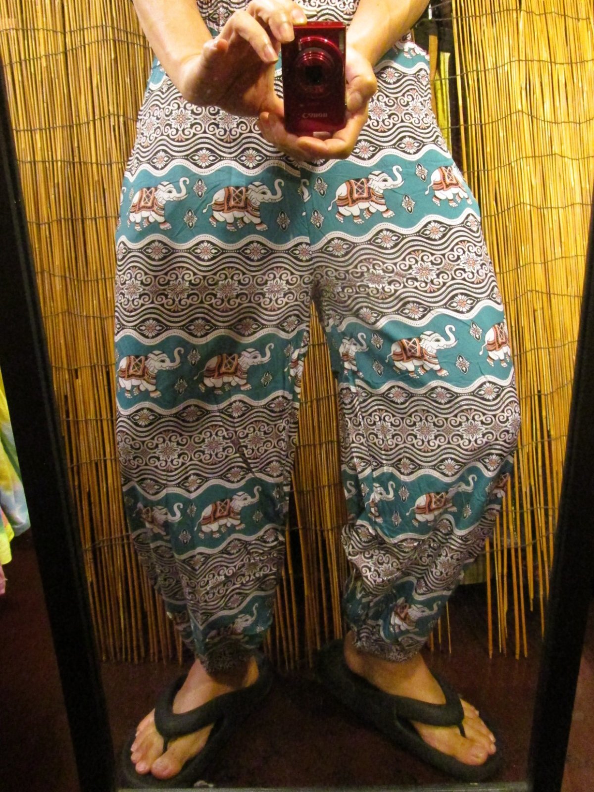 画像: 象さんプリント＊ポリエステル素材＊アラジンパンツ＊タイパンツ