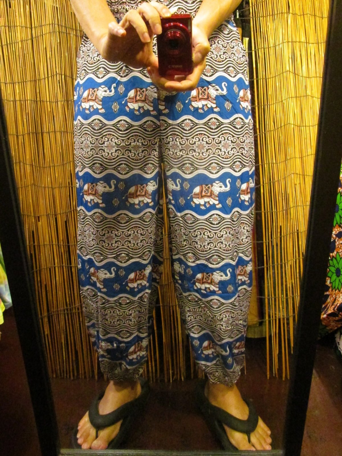 画像: 象さんプリント＊ポリエステル素材＊アラジンパンツ＊タイパンツ