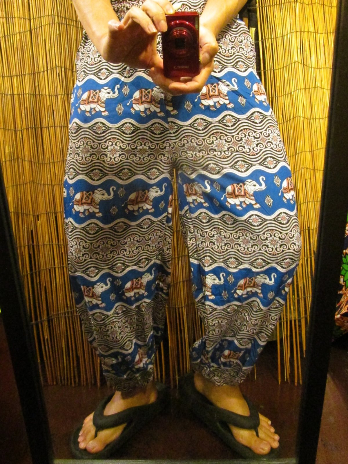 画像: 象さんプリント＊ポリエステル素材＊アラジンパンツ＊タイパンツ