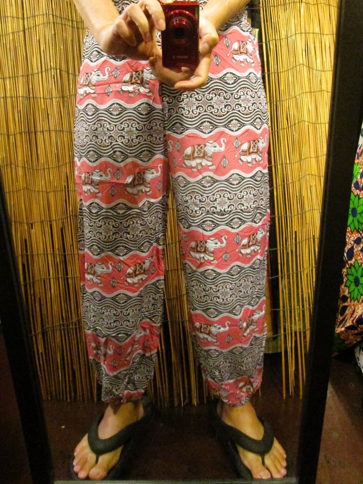 画像: 象さんプリント＊ポリエステル素材＊アラジンパンツ＊タイパンツ