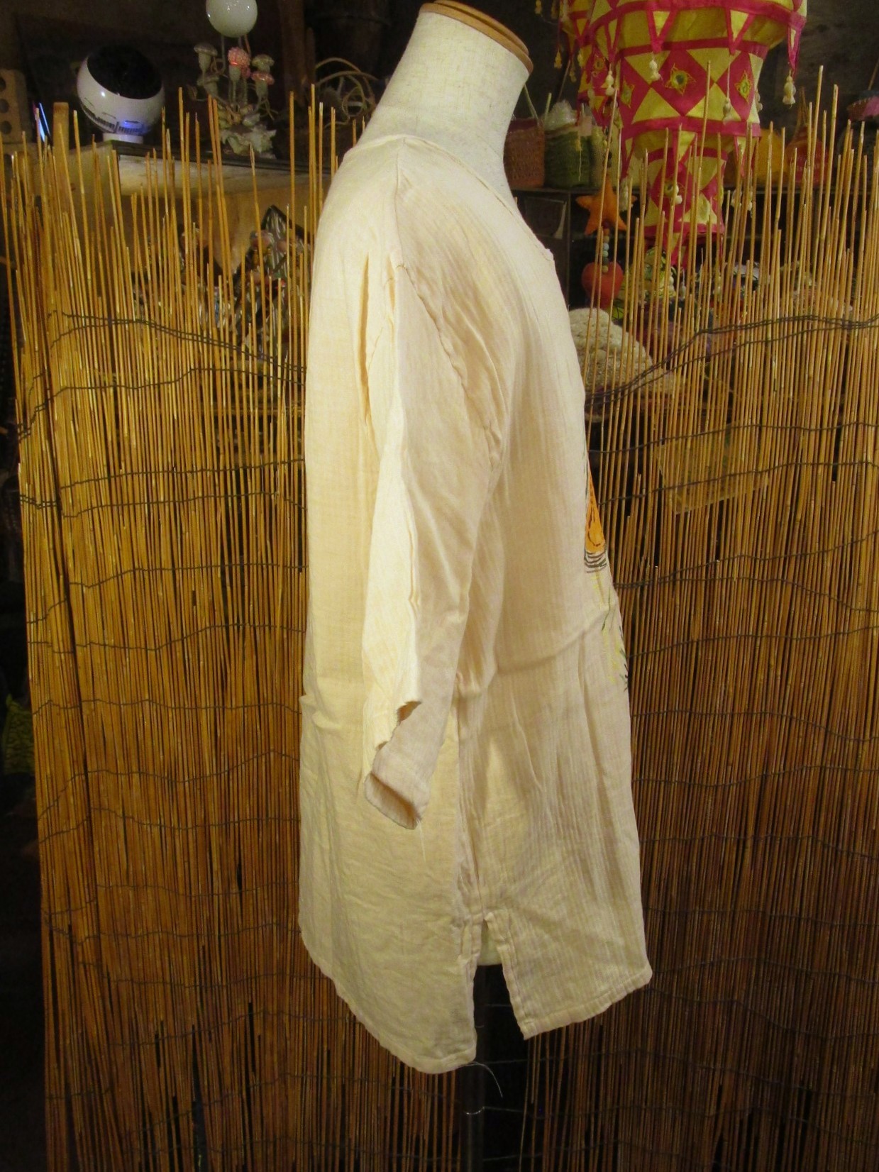 画像: マッシュルーム＆ピースマーク＊ハンドペイント＊Ｗコットン素材＊ハーフスリーブ＊プルオーバー