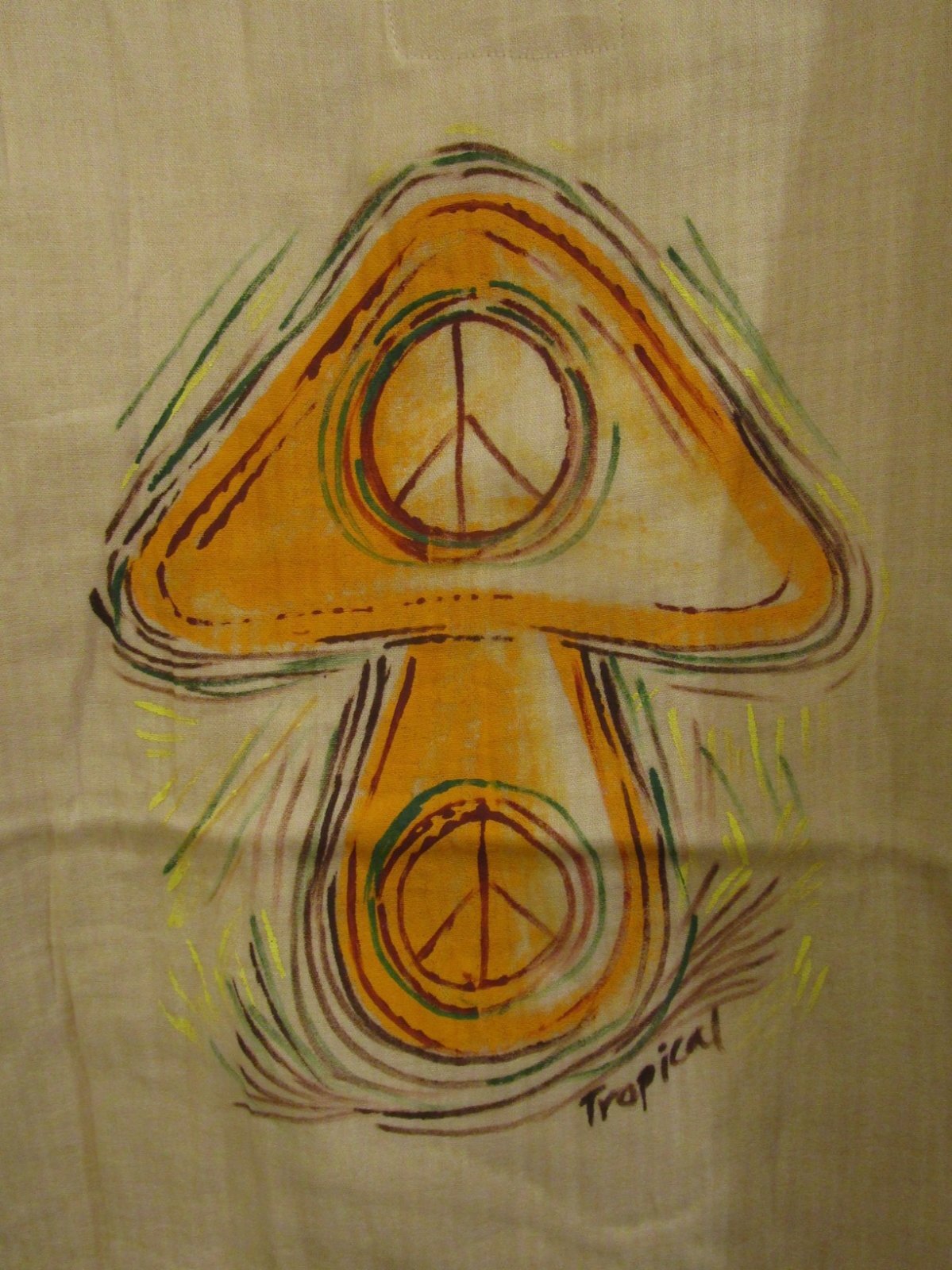 画像2: マッシュルーム＆ピースマーク＊ハンドペイント＊Ｗコットン素材＊ハーフスリーブ＊プルオーバー