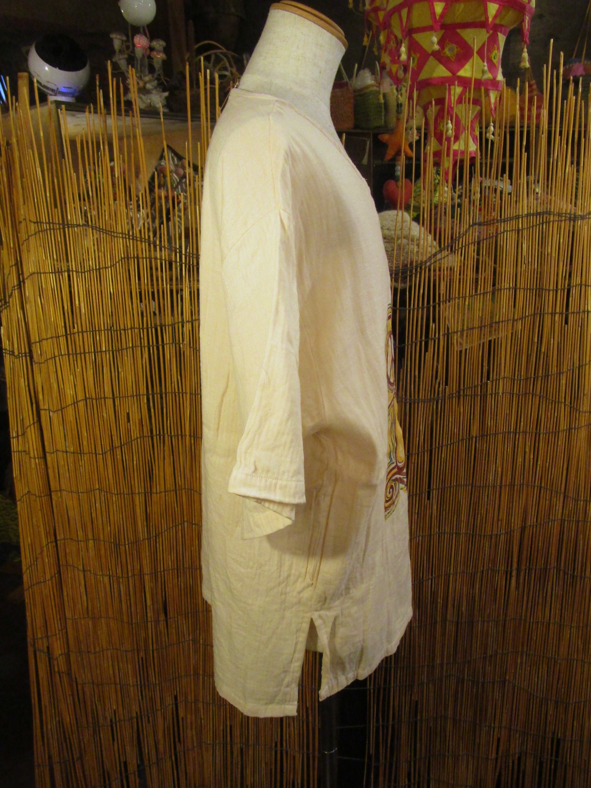 画像: マッシュルーム＆ピースマーク＊ハンドペイント＊Ｗコットン素材＊ハーフスリーブ＊プルオーバー