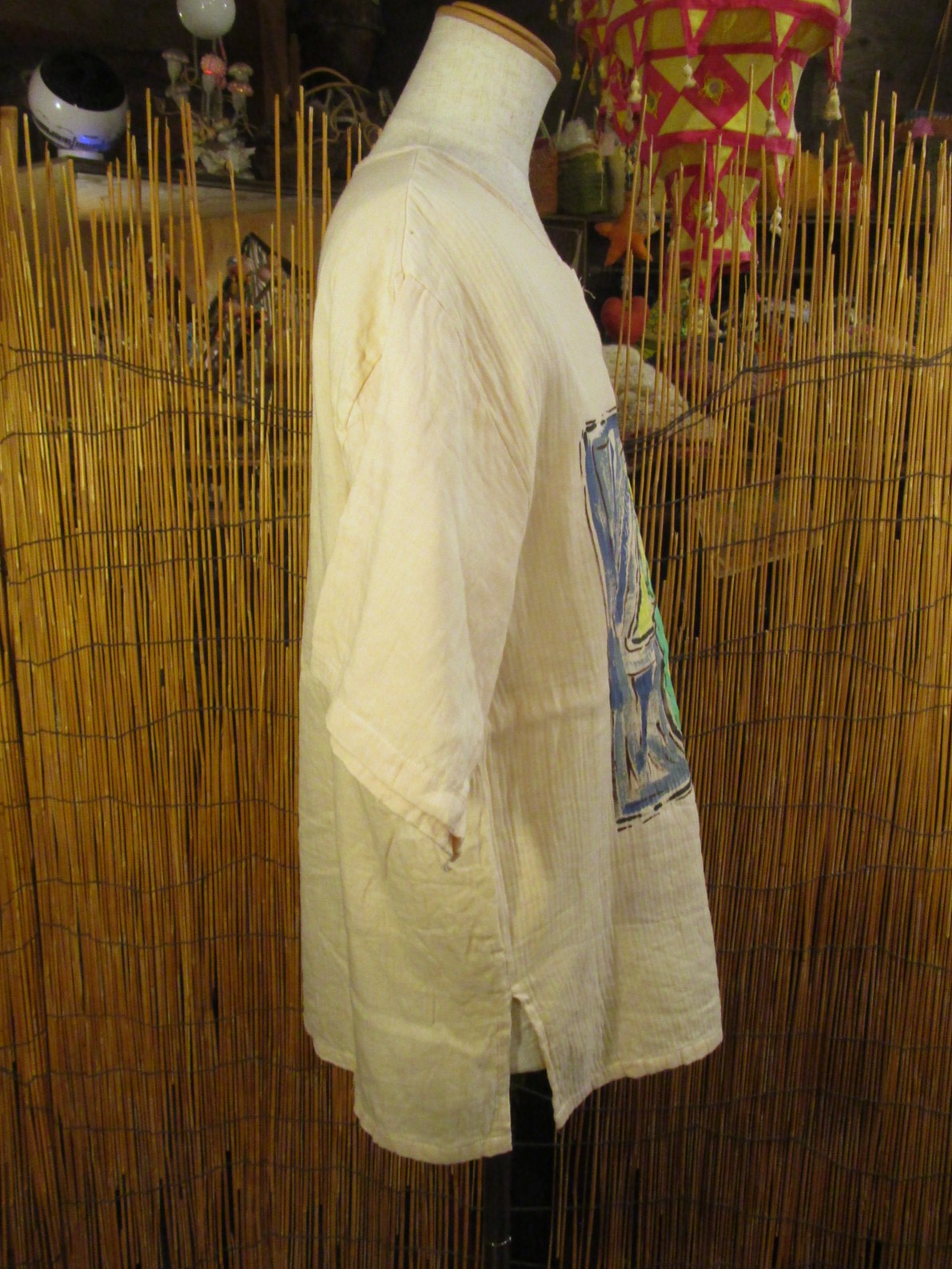 画像: マッシュルーム＆ピースマーク＊ハンドペイント＊Ｗコットン素材＊ハーフスリーブ＊プルオーバー