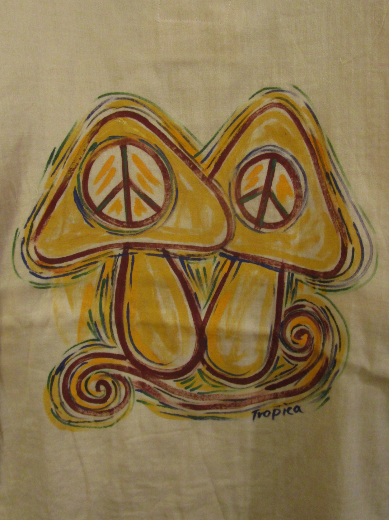 画像2: マッシュルーム＆ピースマーク＊ハンドペイント＊Ｗコットン素材＊ハーフスリーブ＊プルオーバー