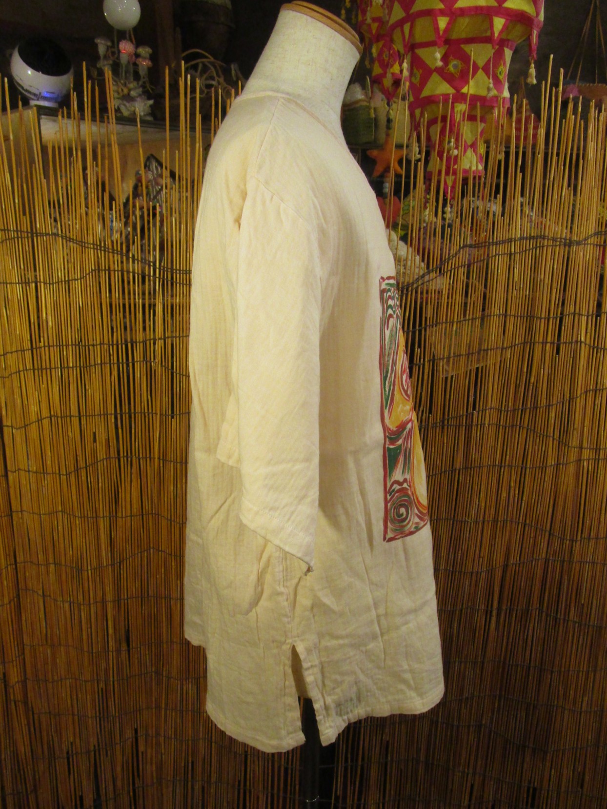 画像: マッシュルーム＆ピースマーク＊ハンドペイント＊Ｗコットン素材＊ハーフスリーブ＊プルオーバー