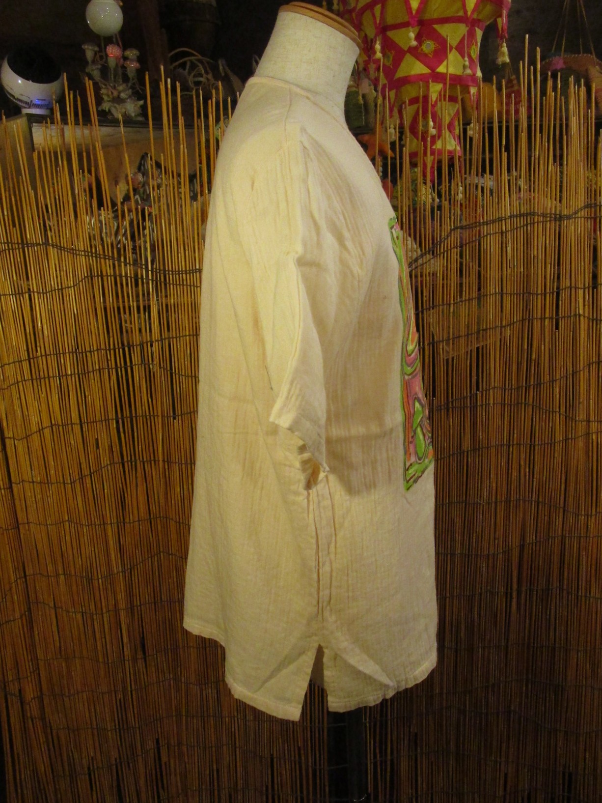 画像: マッシュルーム＆ピースマーク＊ハンドペイント＊Ｗコットン素材＊ハーフスリーブ＊プルオーバー