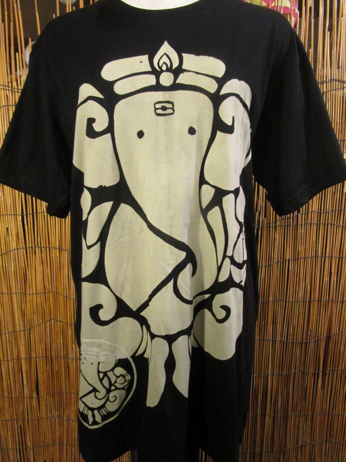 画像2: 黒色＊コットン素材＊抜染プリント＊ガネーシャ＊半袖＊Ｔシャツ＊Ｌ