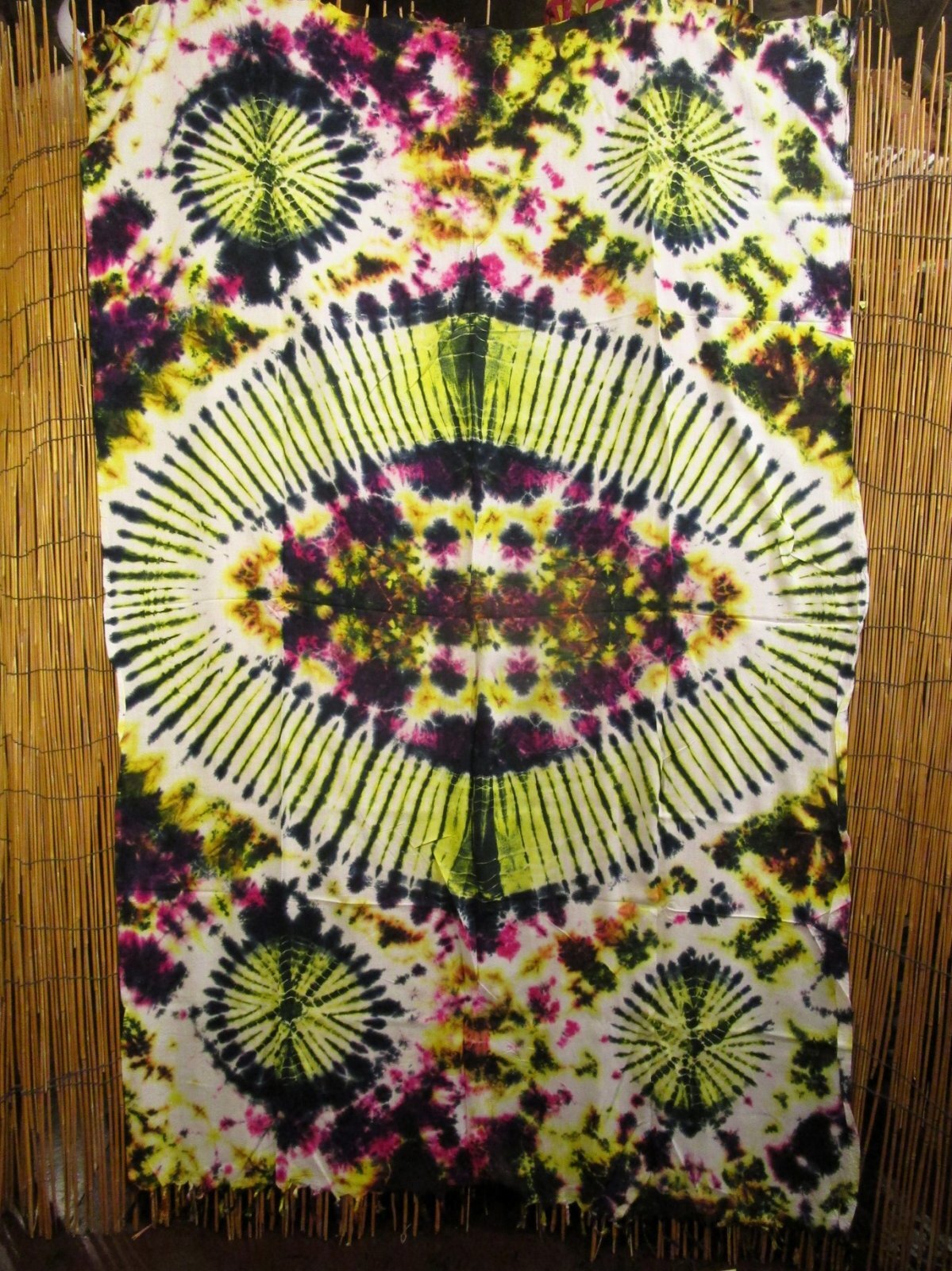 画像1: タイダイ染め＊レーヨン素材＊フリンジ＊マルチクロス＊パレオ