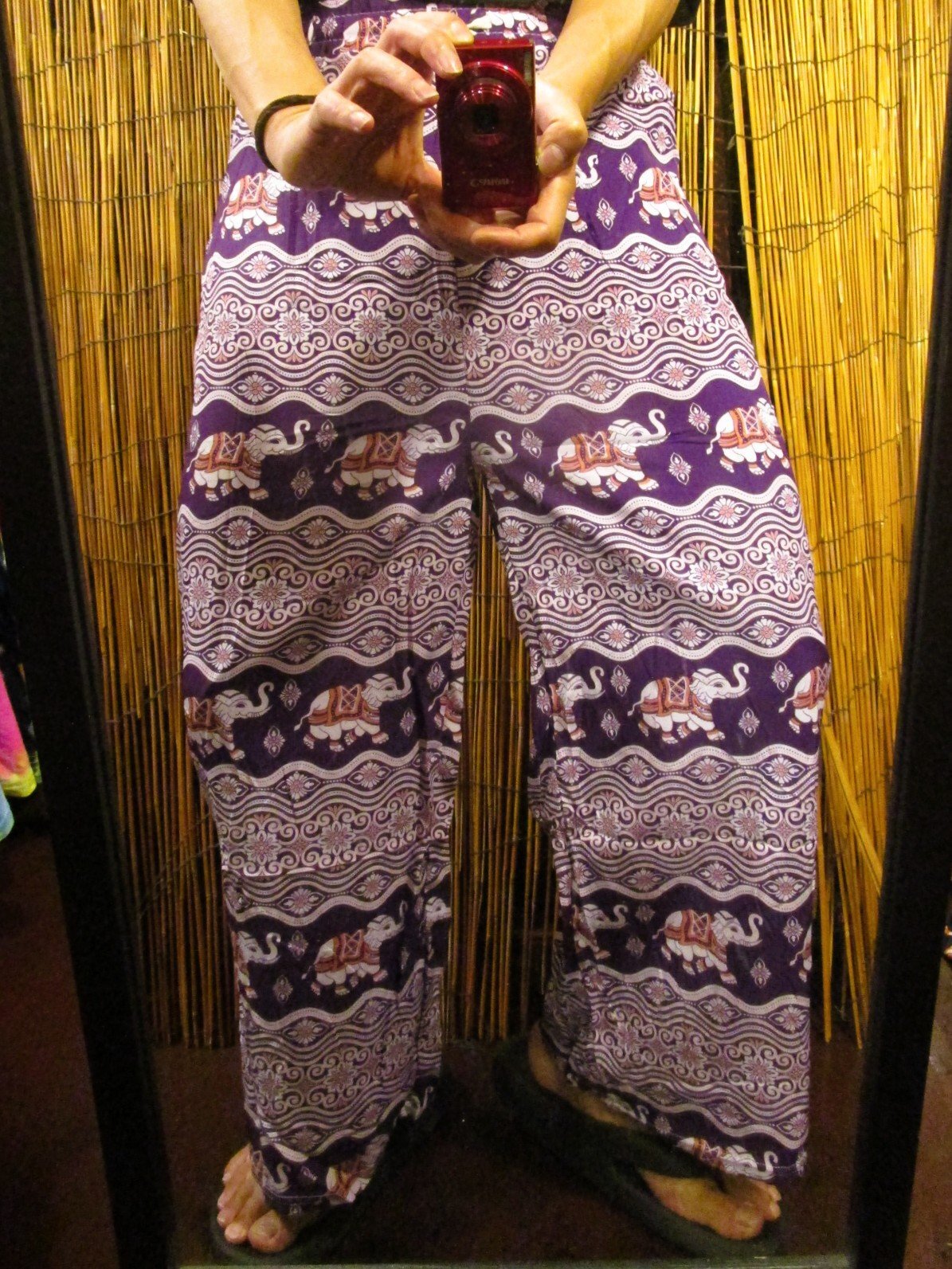 画像: 象さんプリント＊ポリエステル素材＊ロング丈＊イージーパンツ