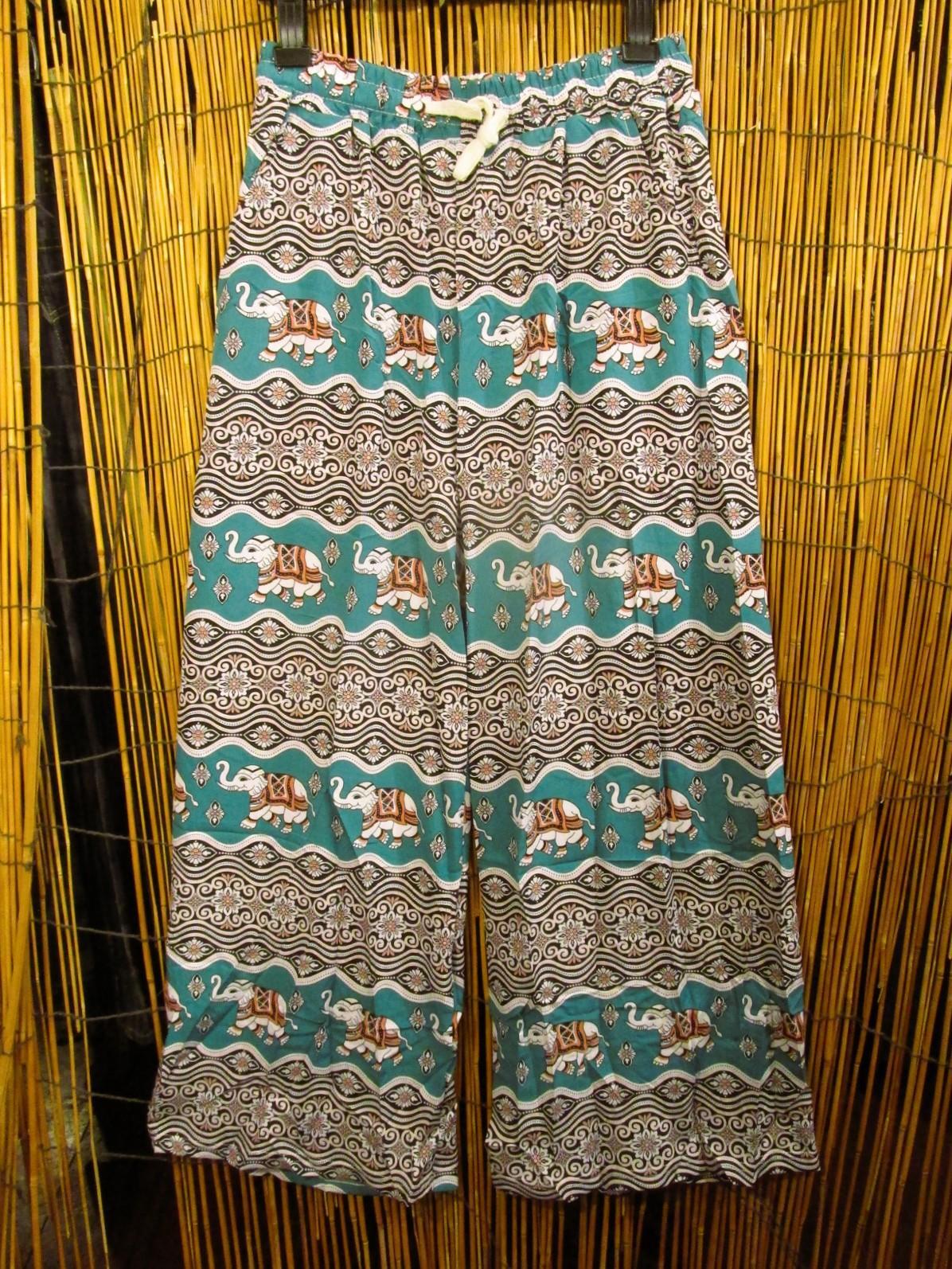 画像1: 象さんプリント＊ポリエステル素材＊ロング丈＊イージーパンツ