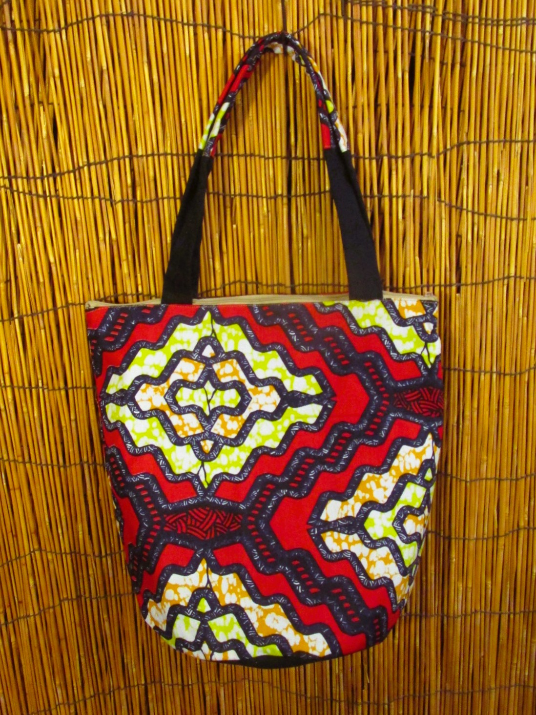 画像2: パーニュ生地＊アフリカンプリント＊トートバッグ＊Ｍ
