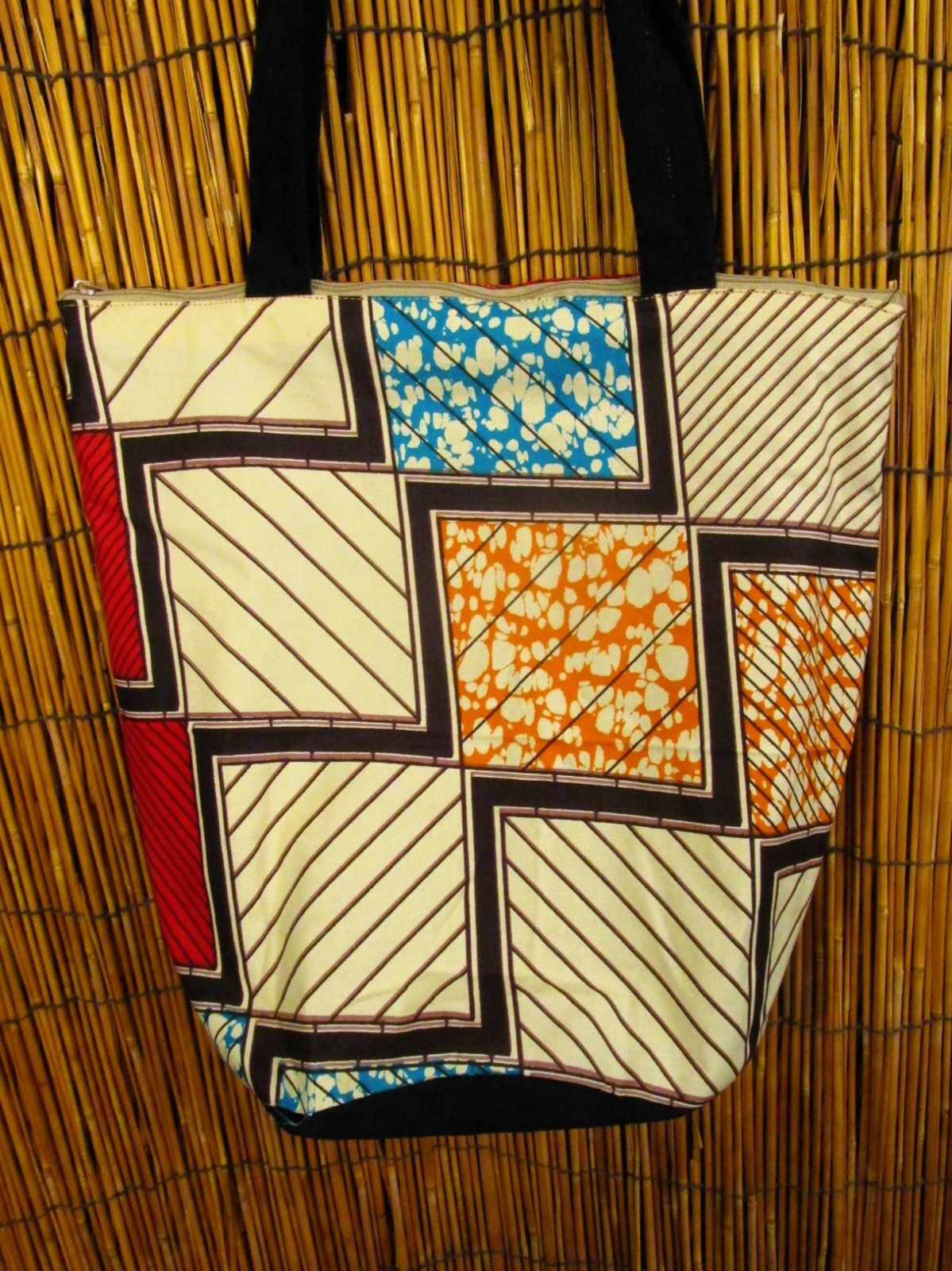 画像: パーニュ生地＊アフリカンプリント＊トートバッグ＊Ｍ