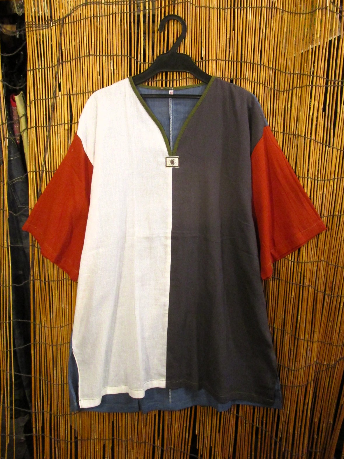 画像1: 切り替えカラー＊薄手＊コットン素材＊半袖＊プルオーバー