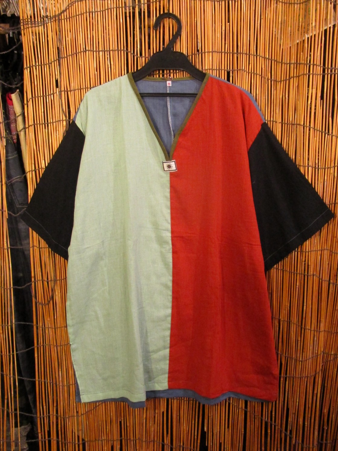 画像1: 切り替えカラー＊薄手＊コットン素材＊半袖＊プルオーバー