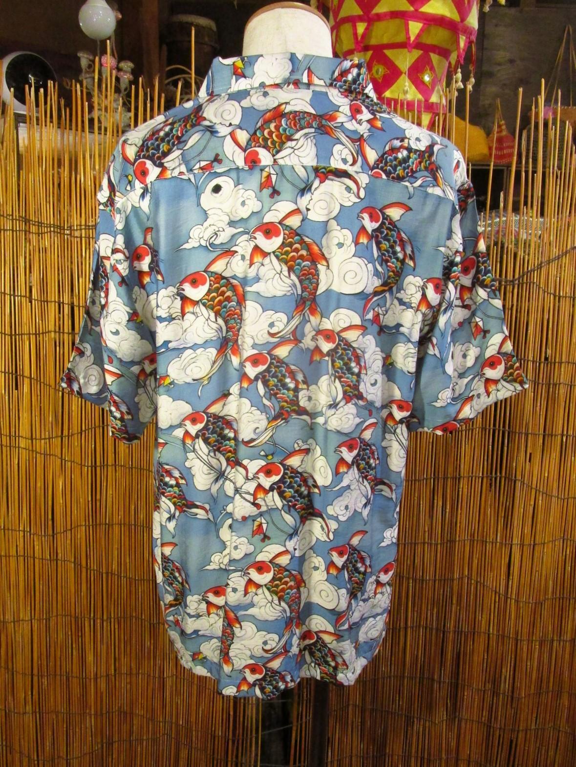 画像3: 和風プリント＊コットン＆リネン混紡＊個性的＊半袖＊アロハシャツ ＊Ｌ