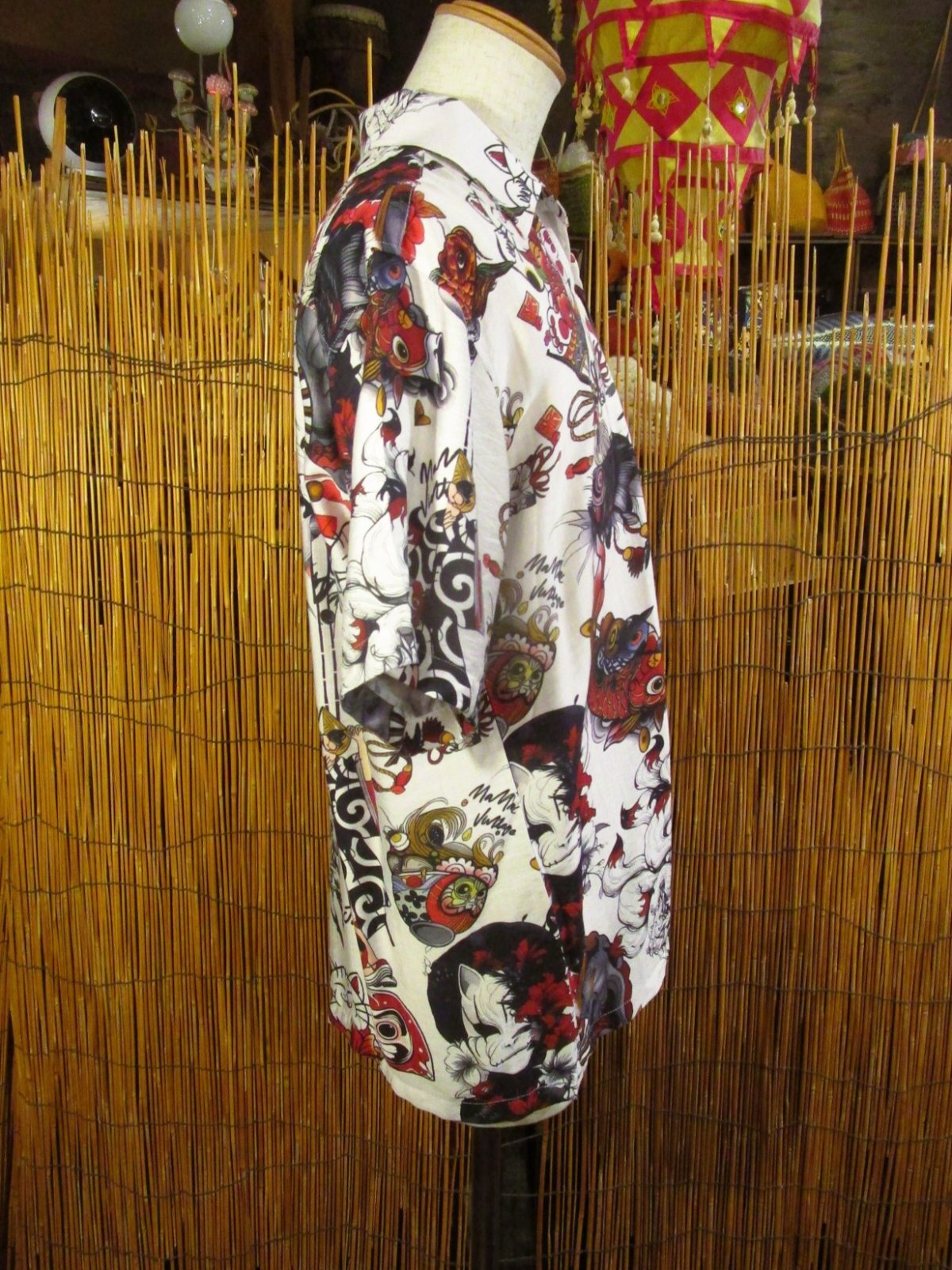 画像2: 和風プリント＊コットン＆リネン混紡＊個性的＊半袖＊アロハシャツ ＊Ｌ