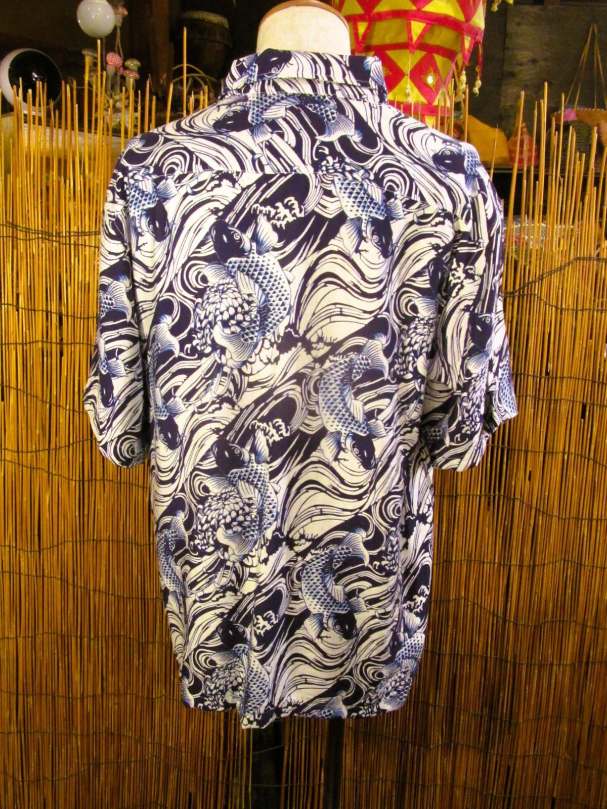 画像3: 和風プリント＊コットン＆リネン混紡＊個性的＊半袖＊アロハシャツ ＊Ｌ