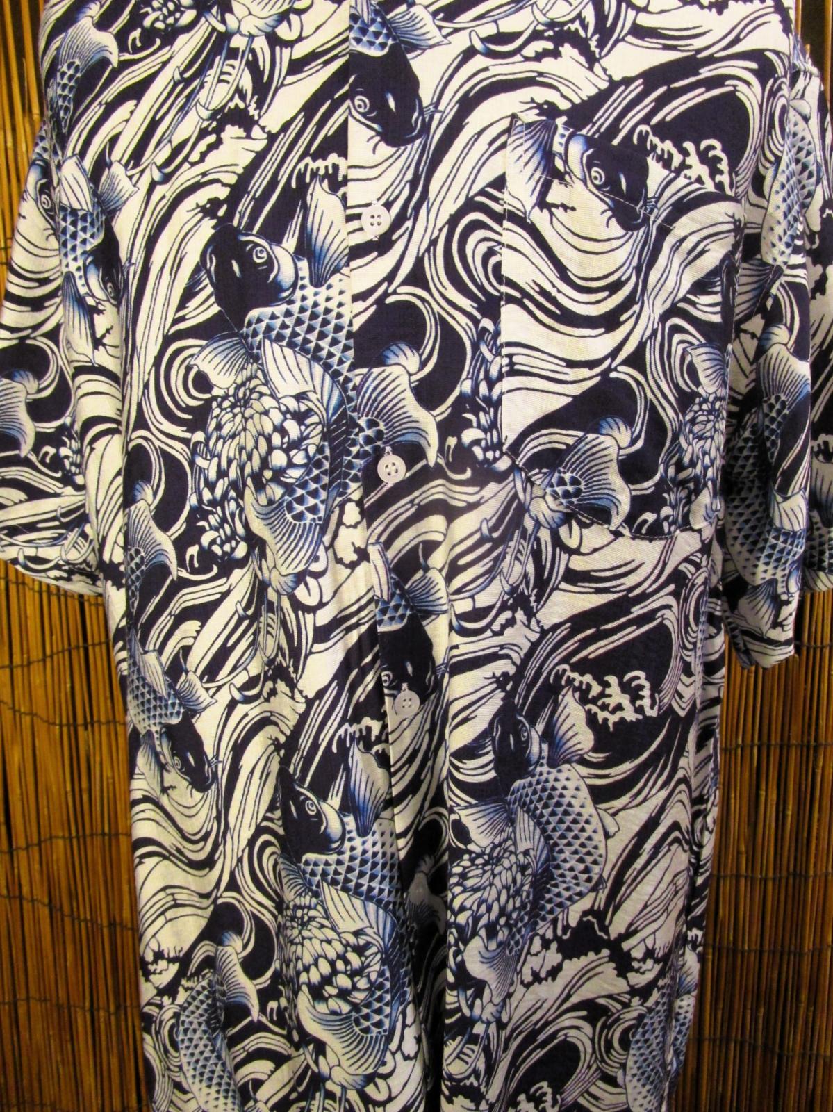 画像: 和風プリント＊コットン＆リネン混紡＊個性的＊半袖＊アロハシャツ ＊Ｌ