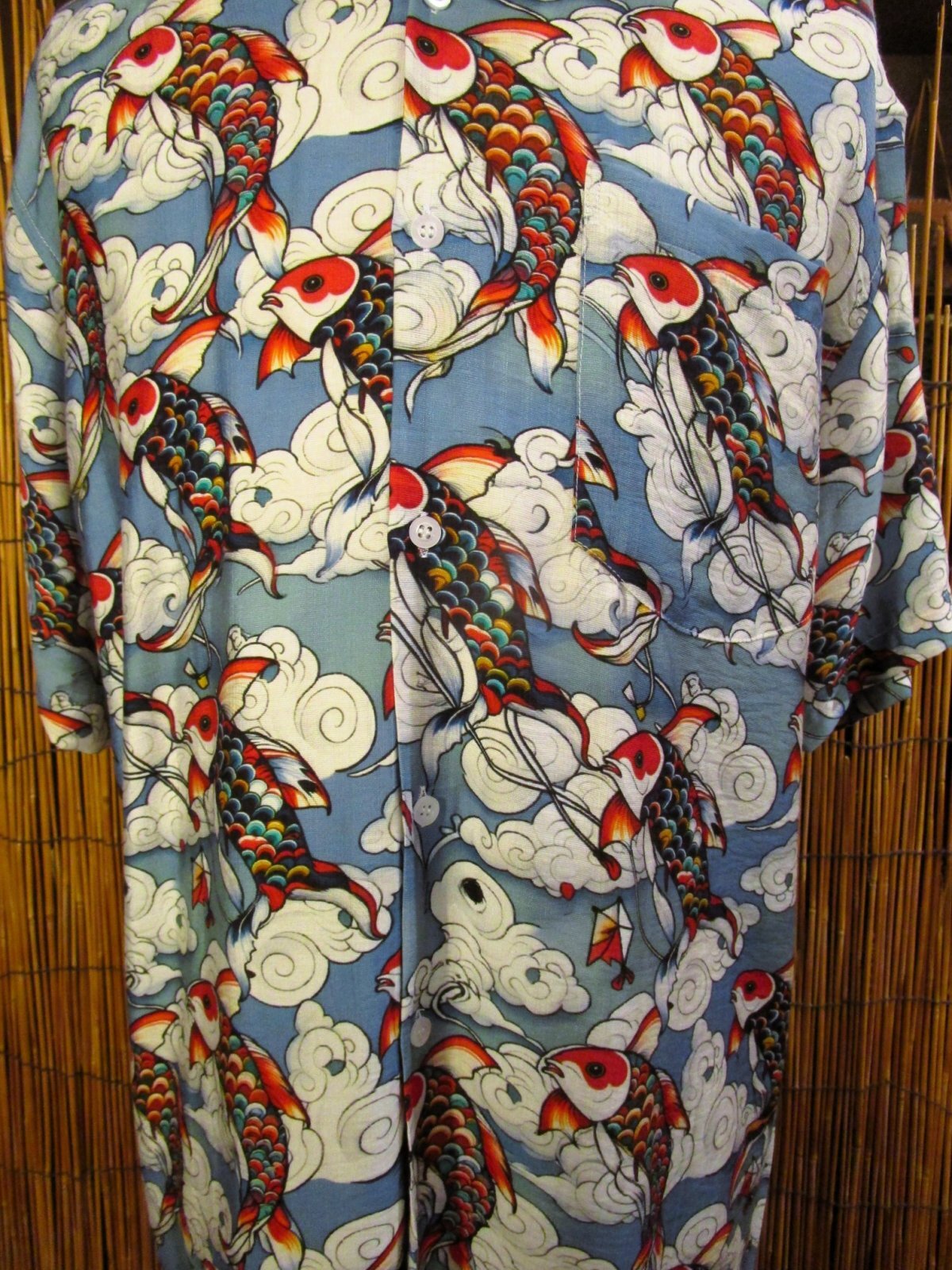 画像: 和風プリント＊コットン＆リネン混紡＊個性的＊半袖＊アロハシャツ ＊Ｌ