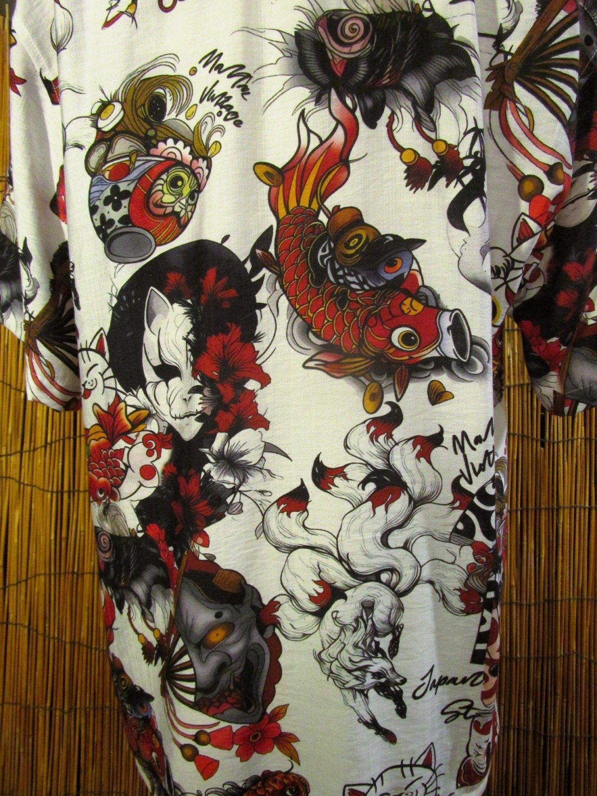 画像: 和風プリント＊コットン＆リネン混紡＊個性的＊半袖＊アロハシャツ ＊Ｌ