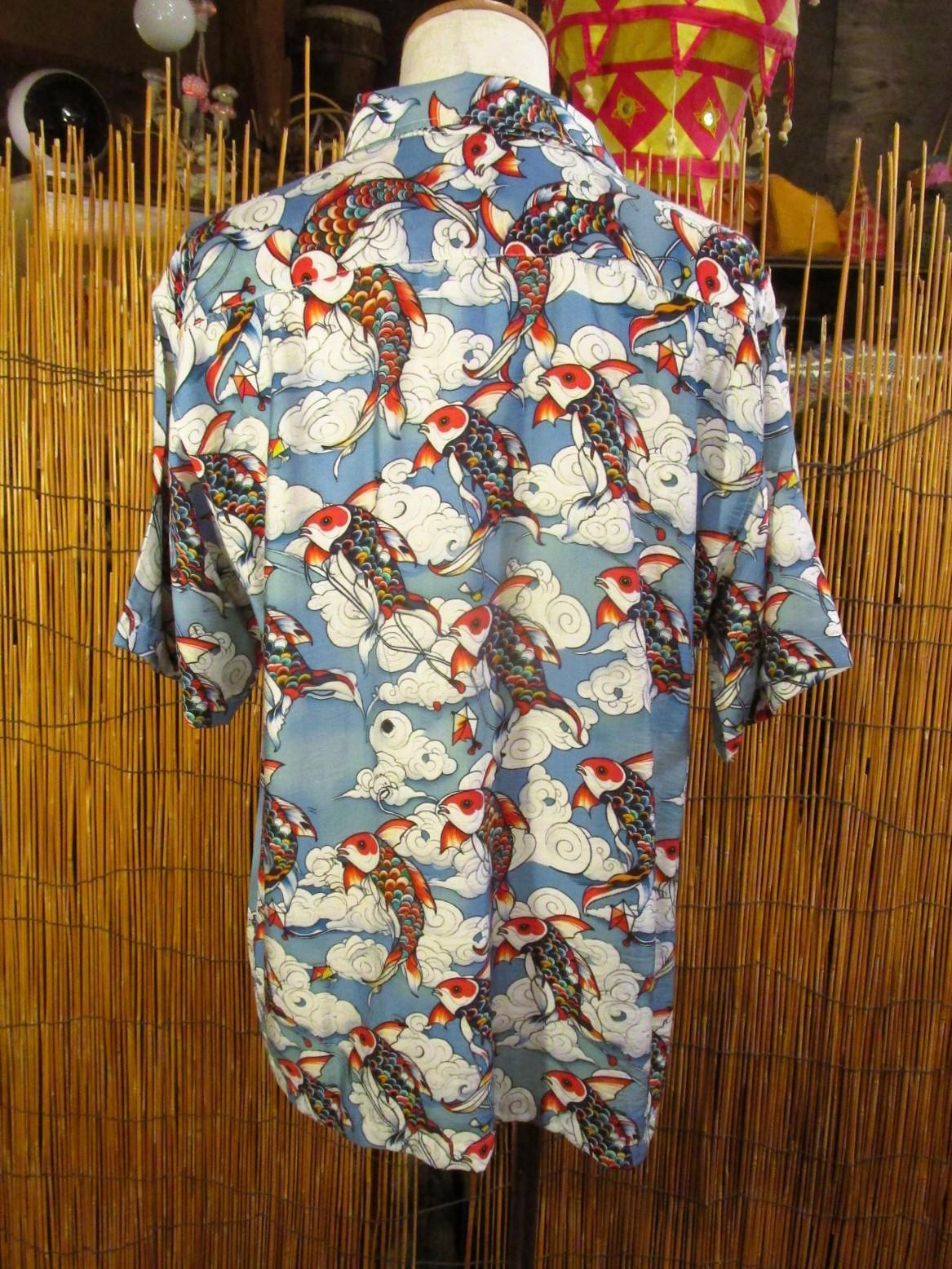 画像3: 和風プリント＊コットン＆リネン混紡＊個性的＊半袖＊アロハシャツ ＊Ｌ