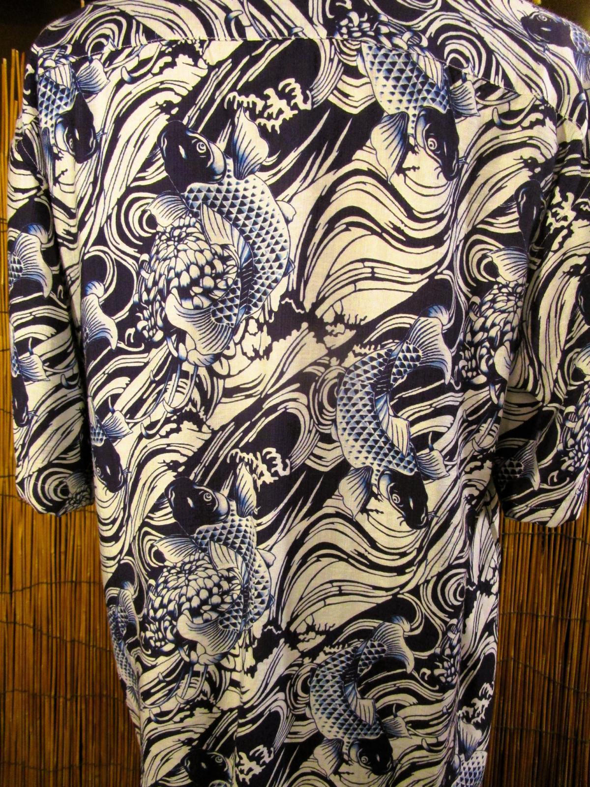 画像: 和風プリント＊コットン＆リネン混紡＊個性的＊半袖＊アロハシャツ ＊Ｌ