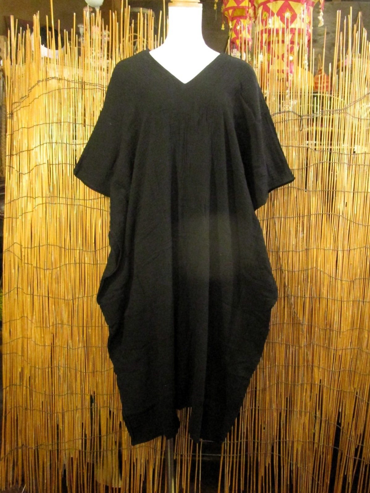 画像1: 無地＊コットン素材＊ミドル丈＊ポンチョ風＊ワンピース