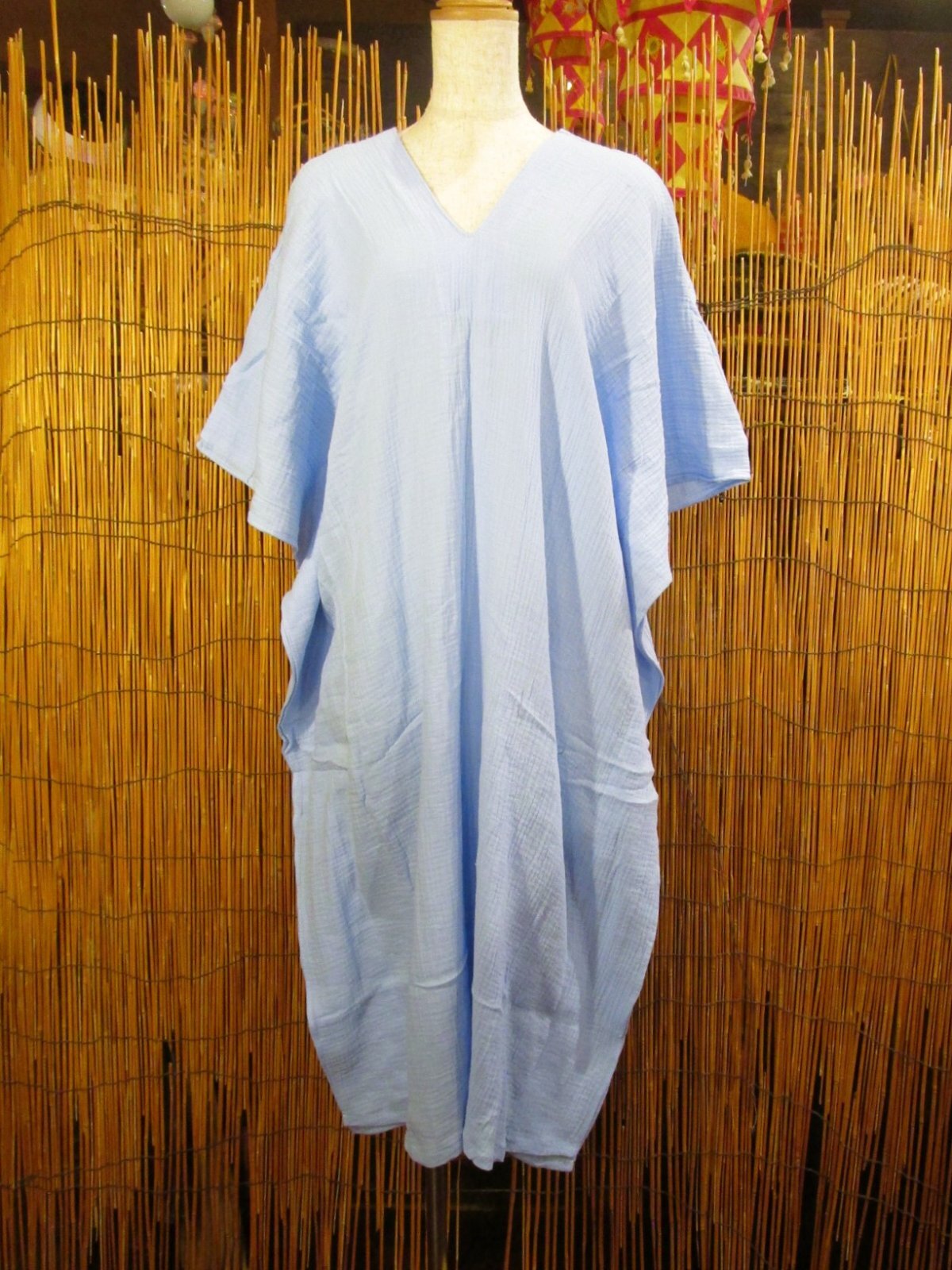 画像1: 無地＊コットン素材＊ミドル丈＊ポンチョ風＊ワンピース