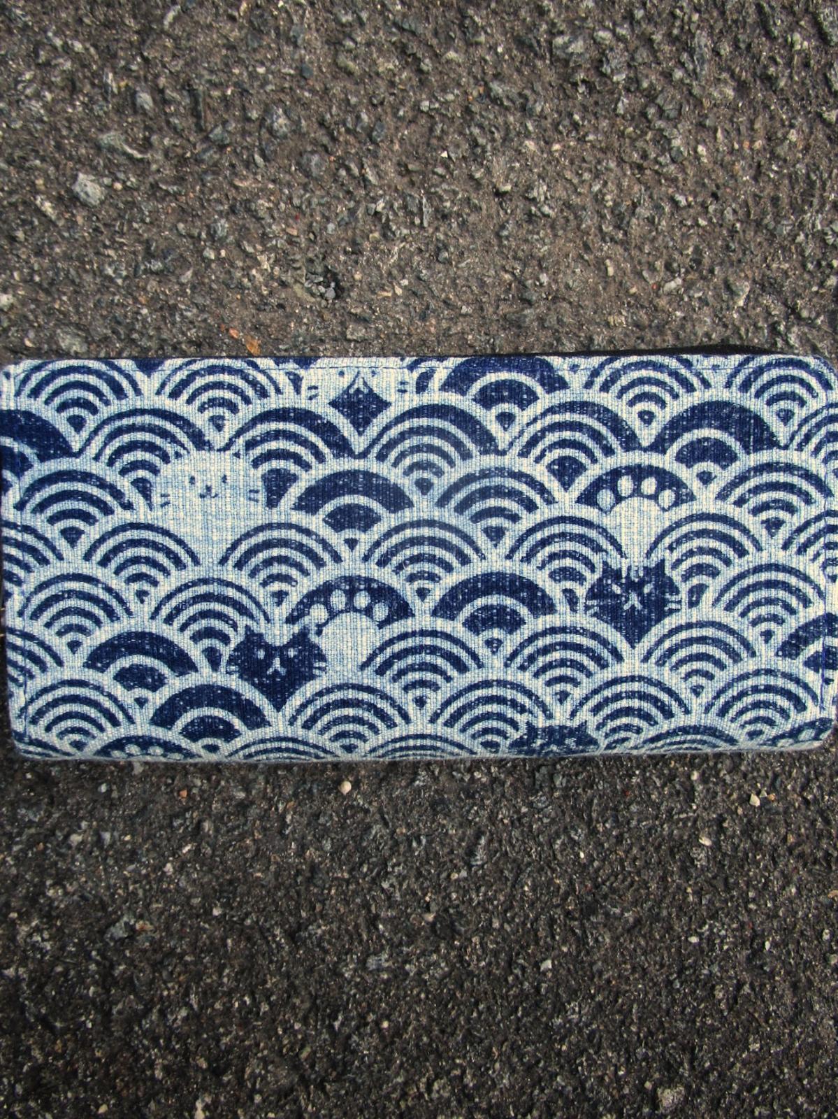 画像3: 藍染め風＊和柄＊ラウンドファスナー＊ウォレット＊長財布