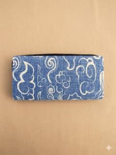 画像1: 藍染め風＊和柄＊ラウンドファスナー＊ウォレット＊長財布